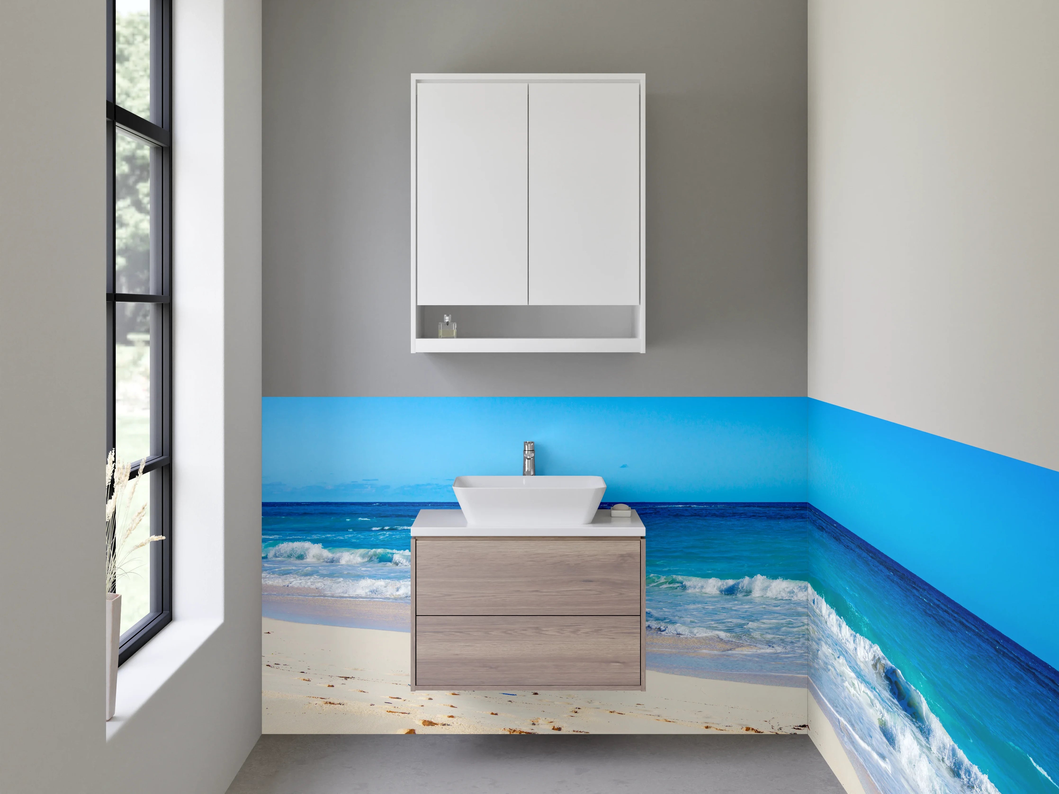 Waschbecken-Rückwand - Karibischer Traumstrand am Meer