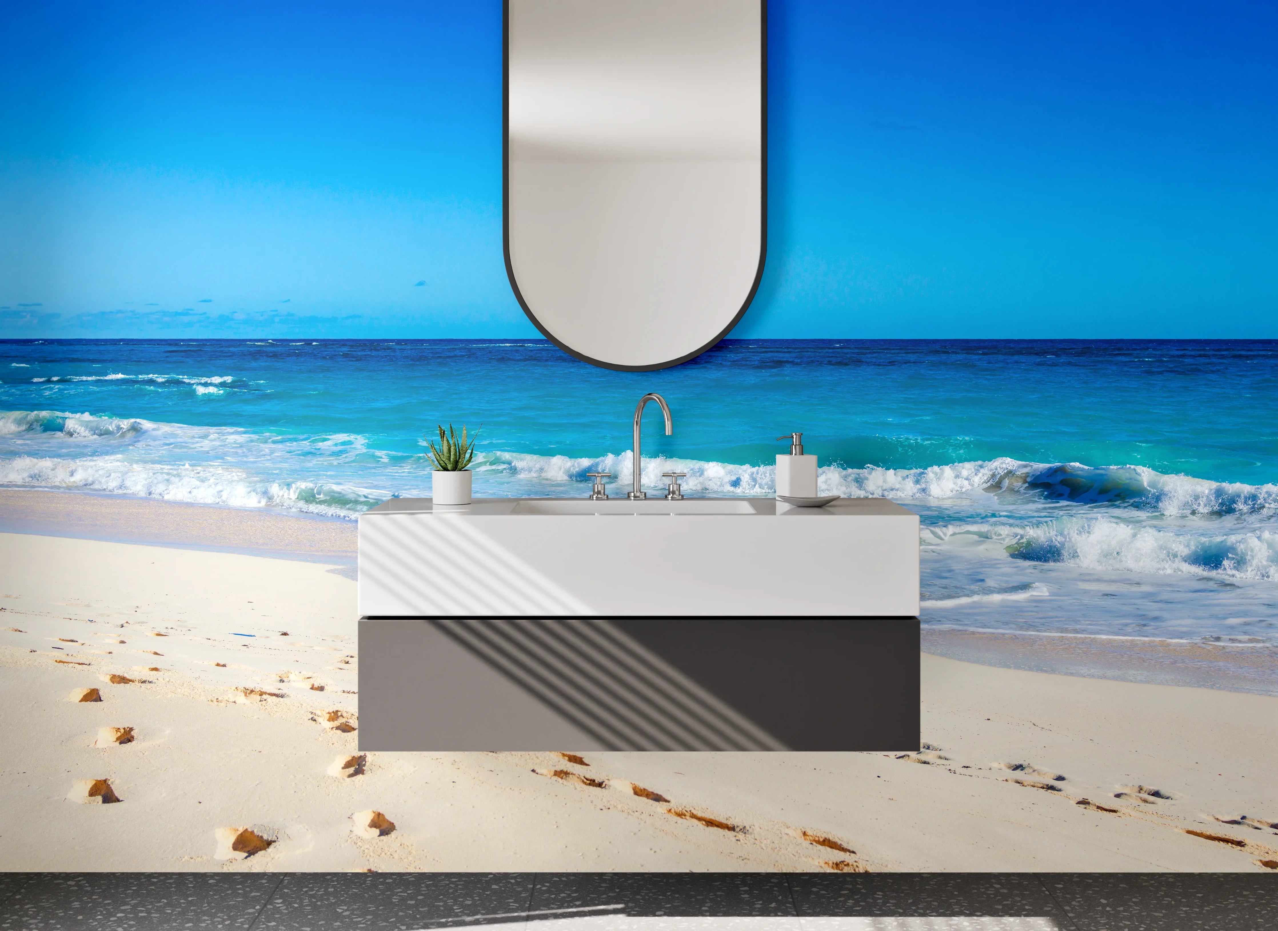 Waschbecken-Rückwand - Karibischer Traumstrand am Meer