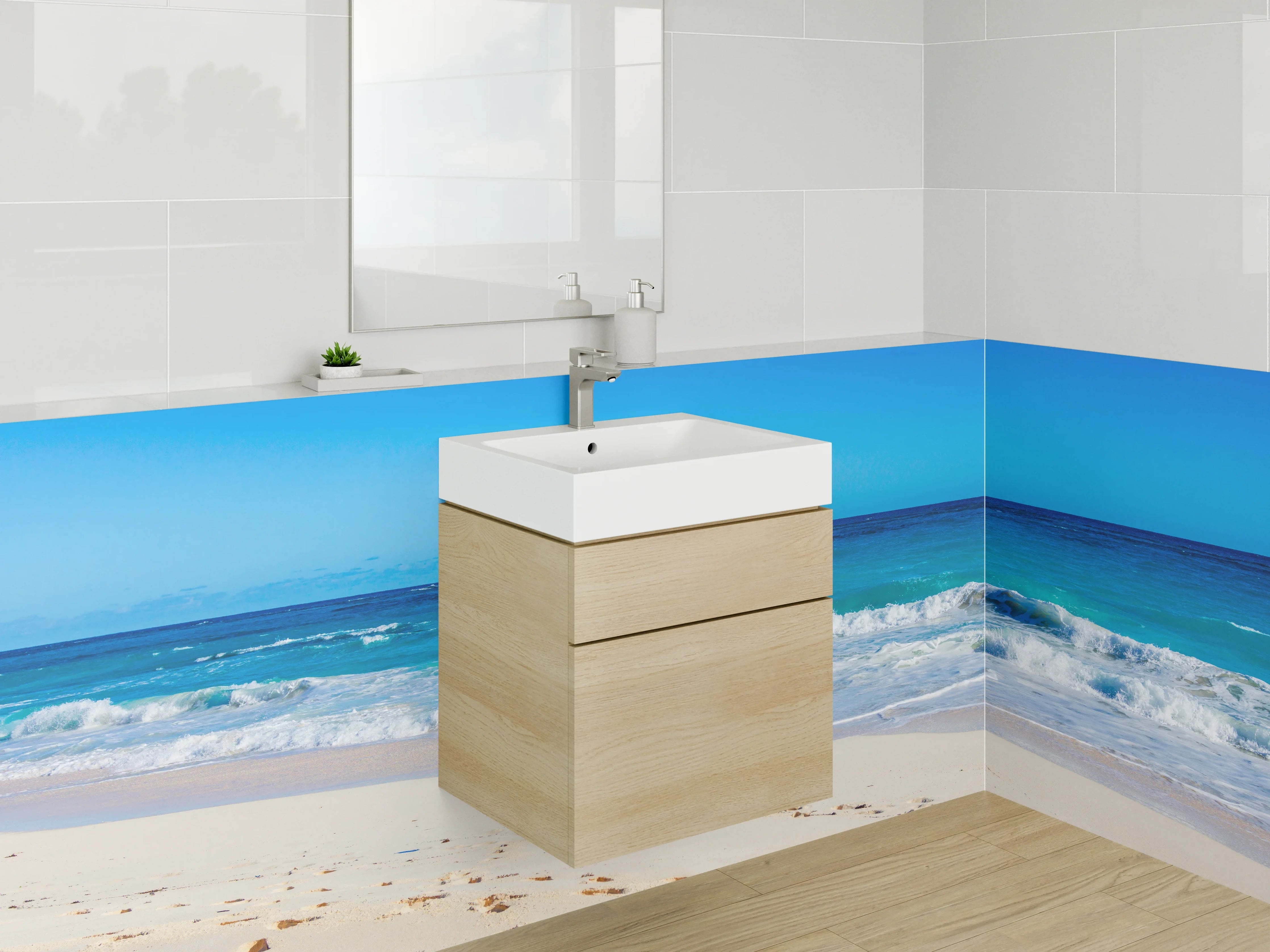 Waschbecken-Rückwand - Karibischer Traumstrand am Meer