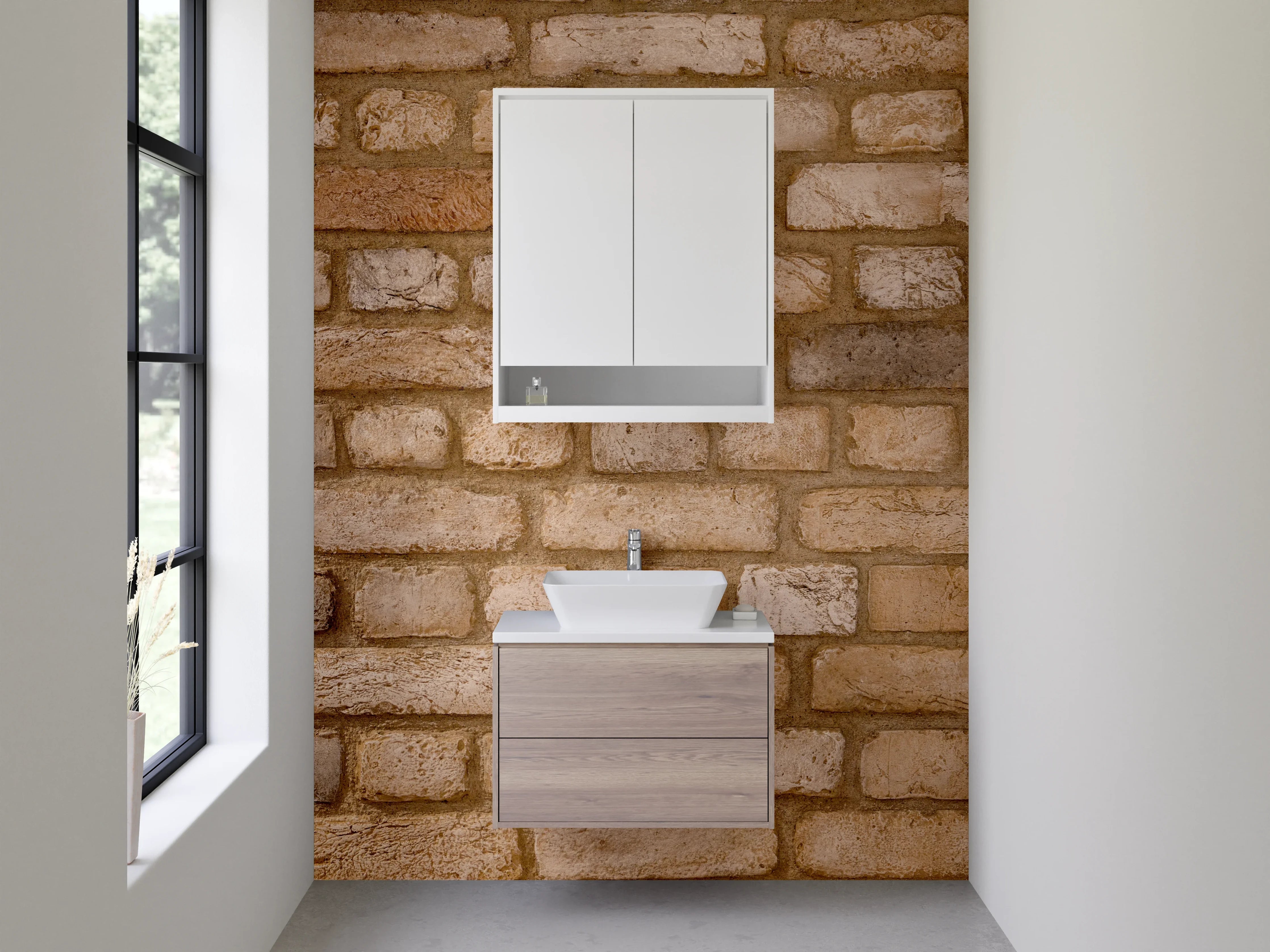 Waschbecken-Rückwand - Klassische Backsteinoptik für Rückwände