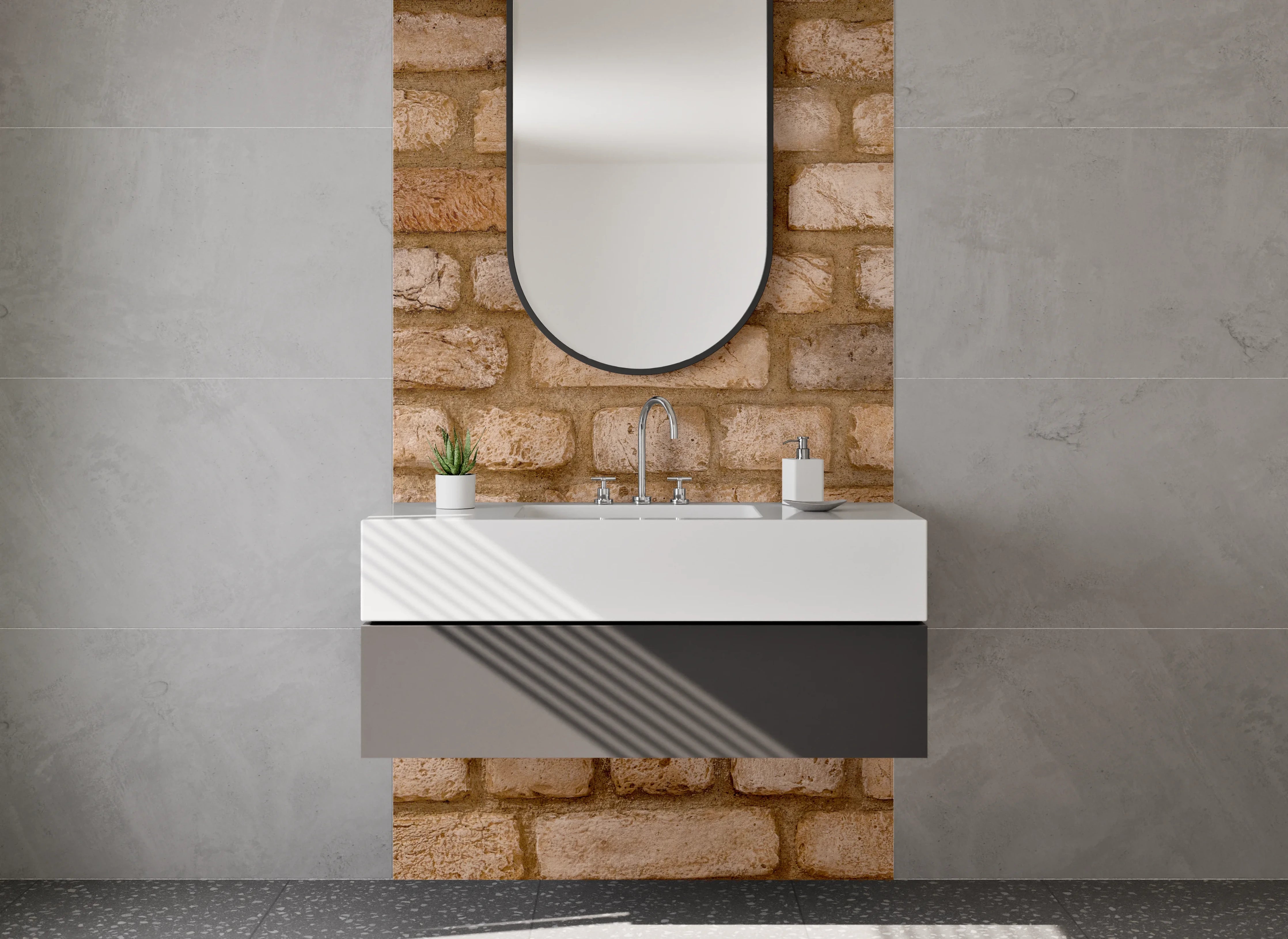 Waschbecken-Rückwand - Klassische Backsteinoptik für Rückwände