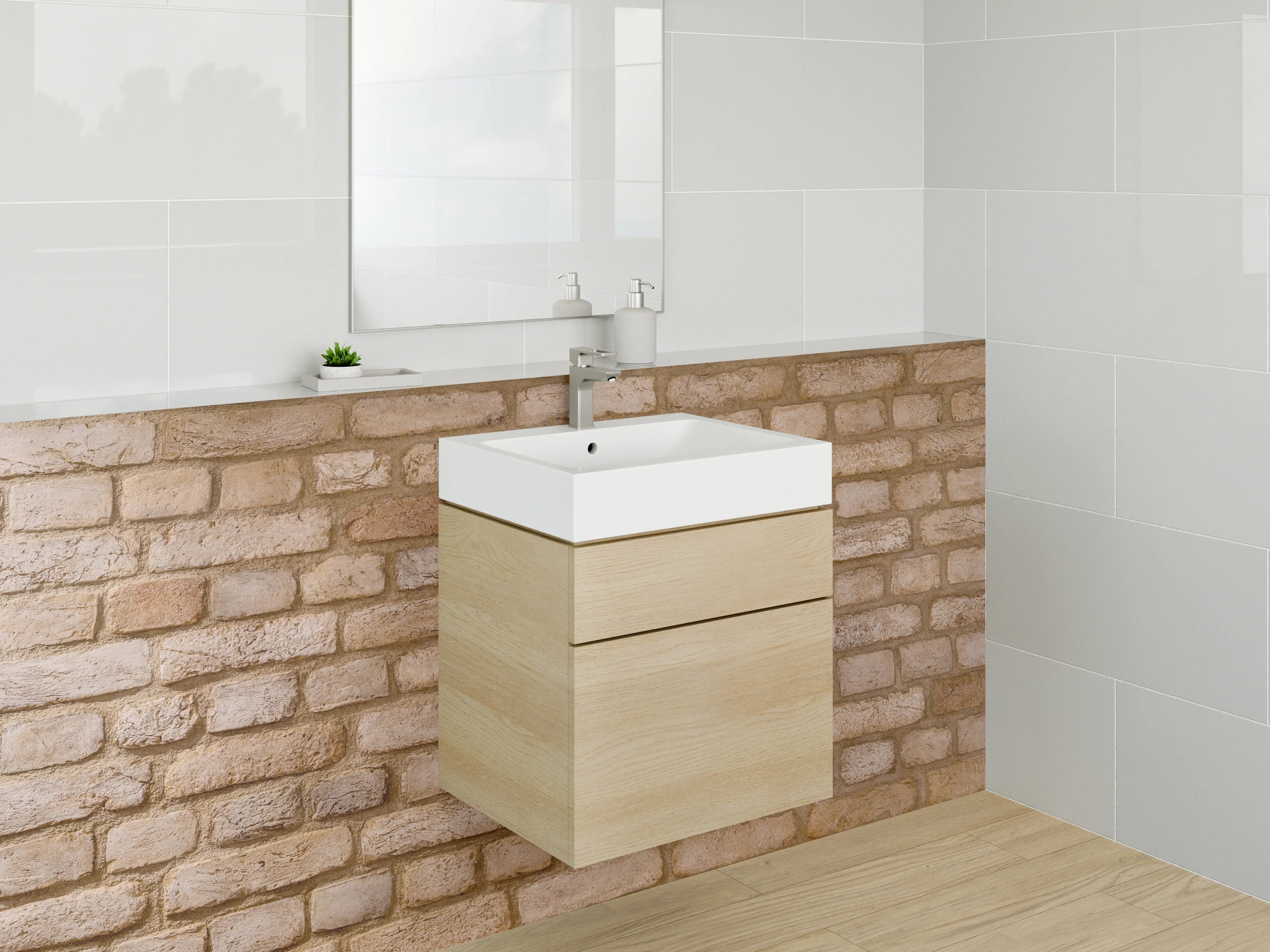 Waschbecken-Rückwand - Klassische Backsteinoptik für Rückwände