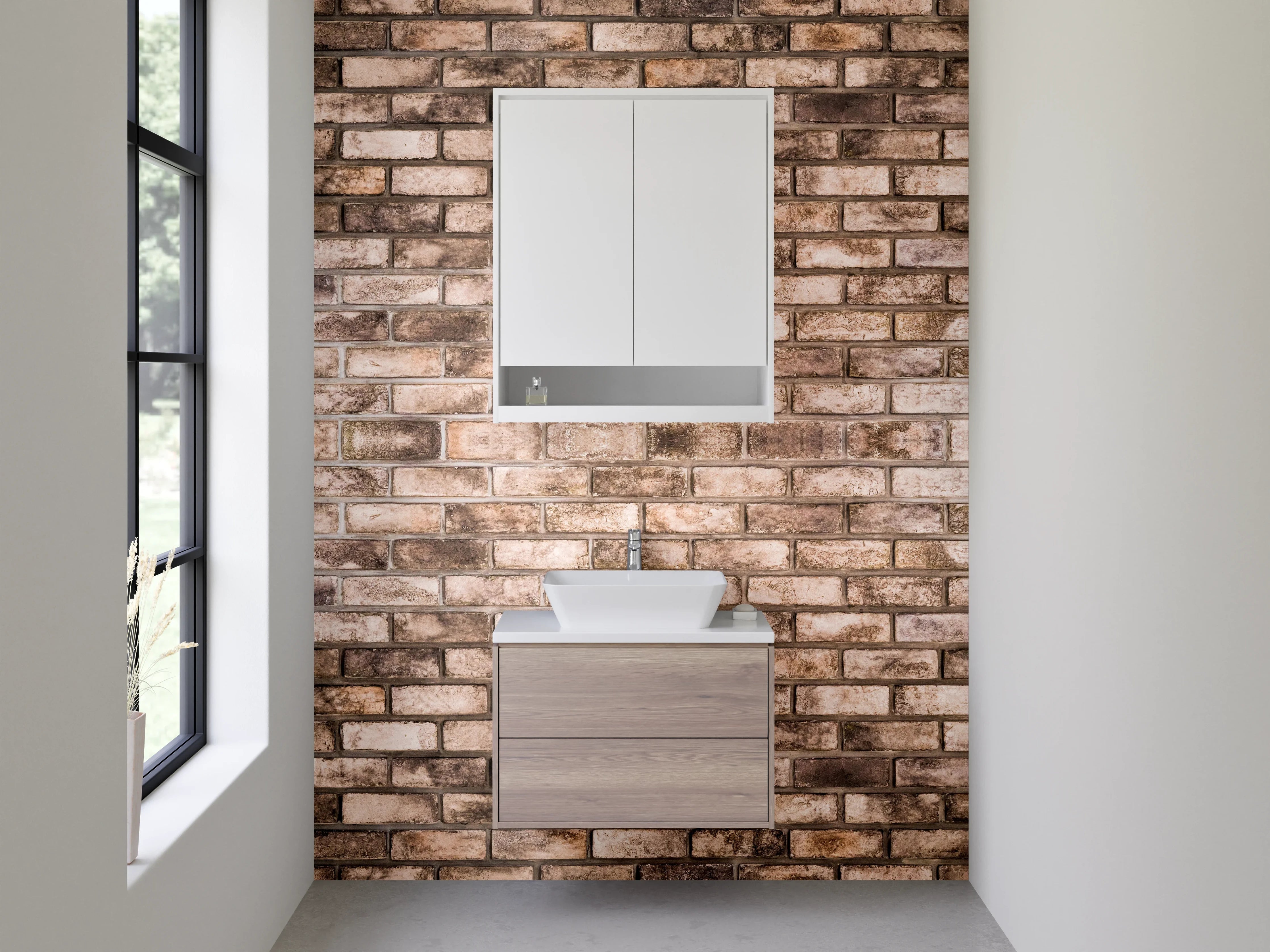 Waschbecken-Rückwand - Klinker-Design Grau Weiß Braun Beige