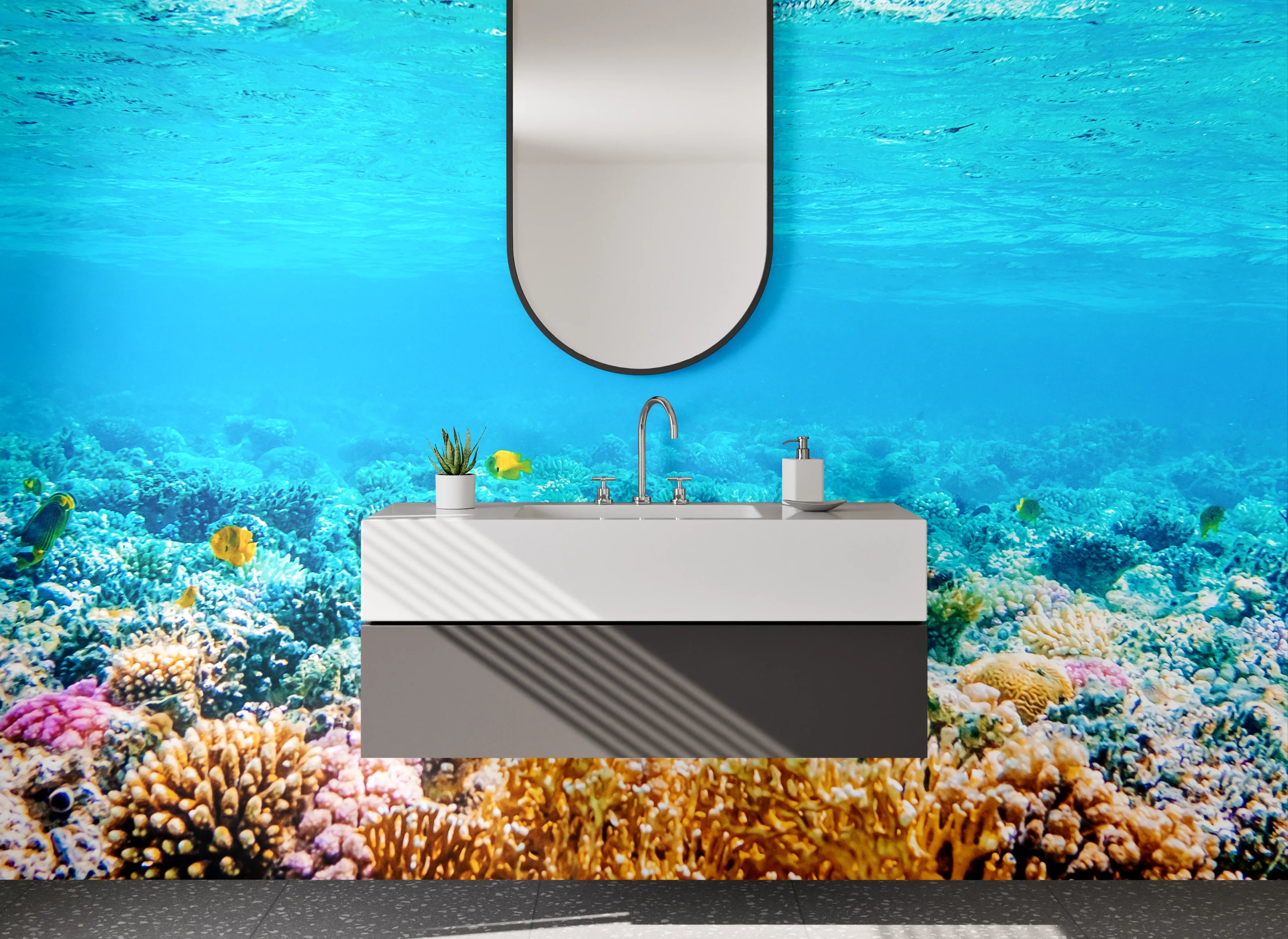 Waschbecken-Rückwand - Korallenriff Unterwasserwelt Panorama