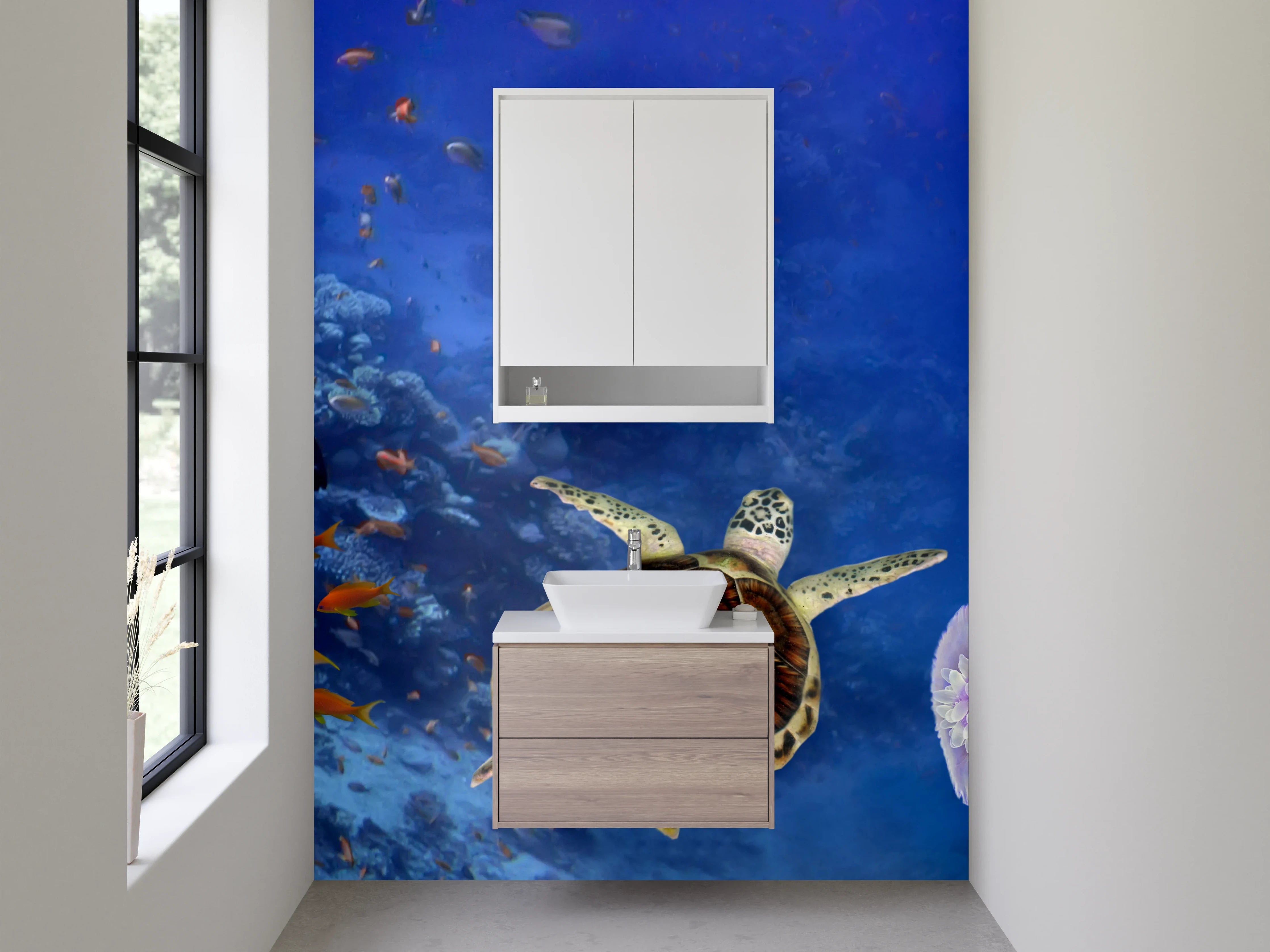 Waschbecken-Rückwand - Korallenriff Unterwasserwelt Wandbild