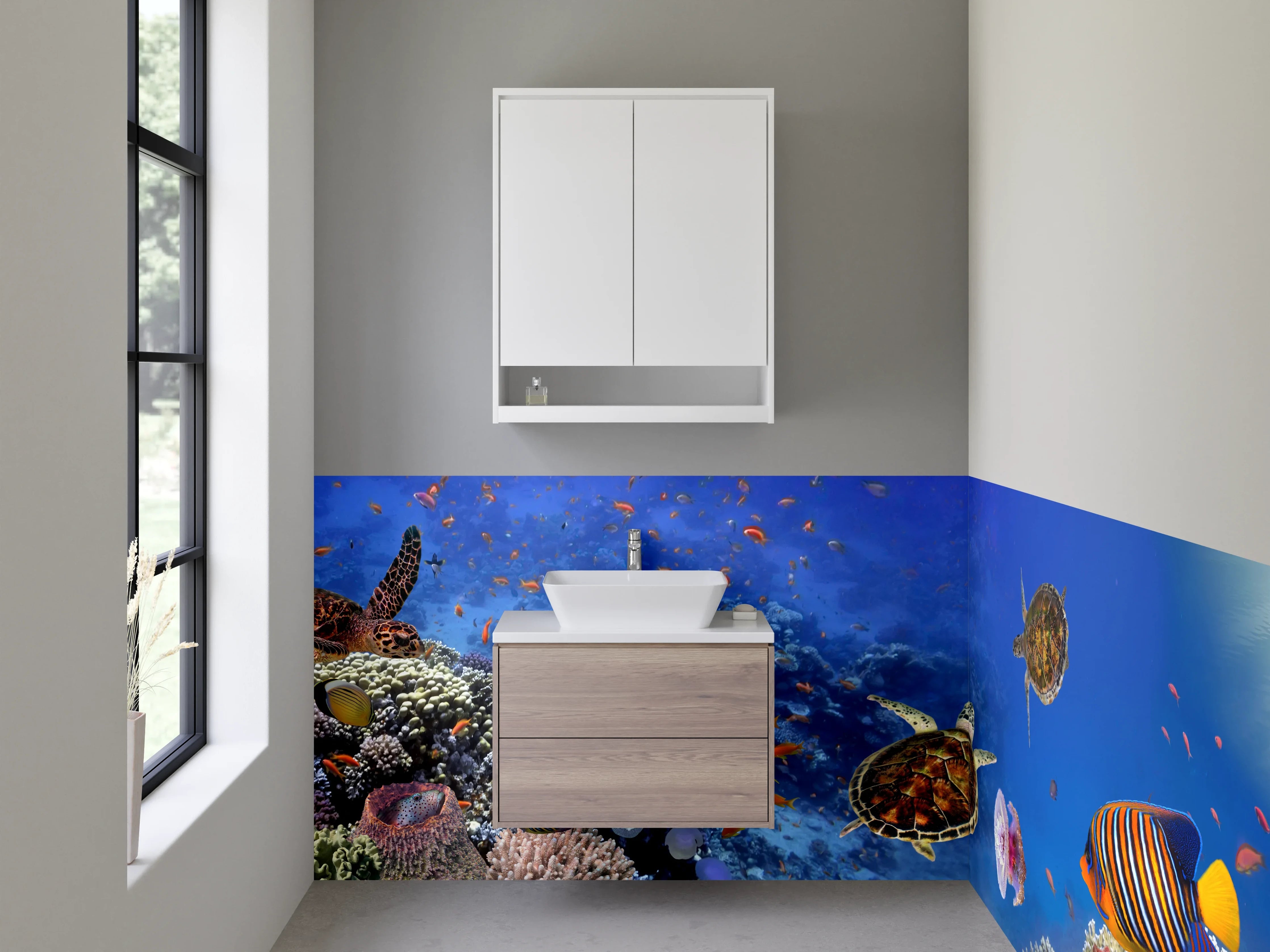 Waschbecken-Rückwand - Korallenriff Unterwasserwelt Wandbild