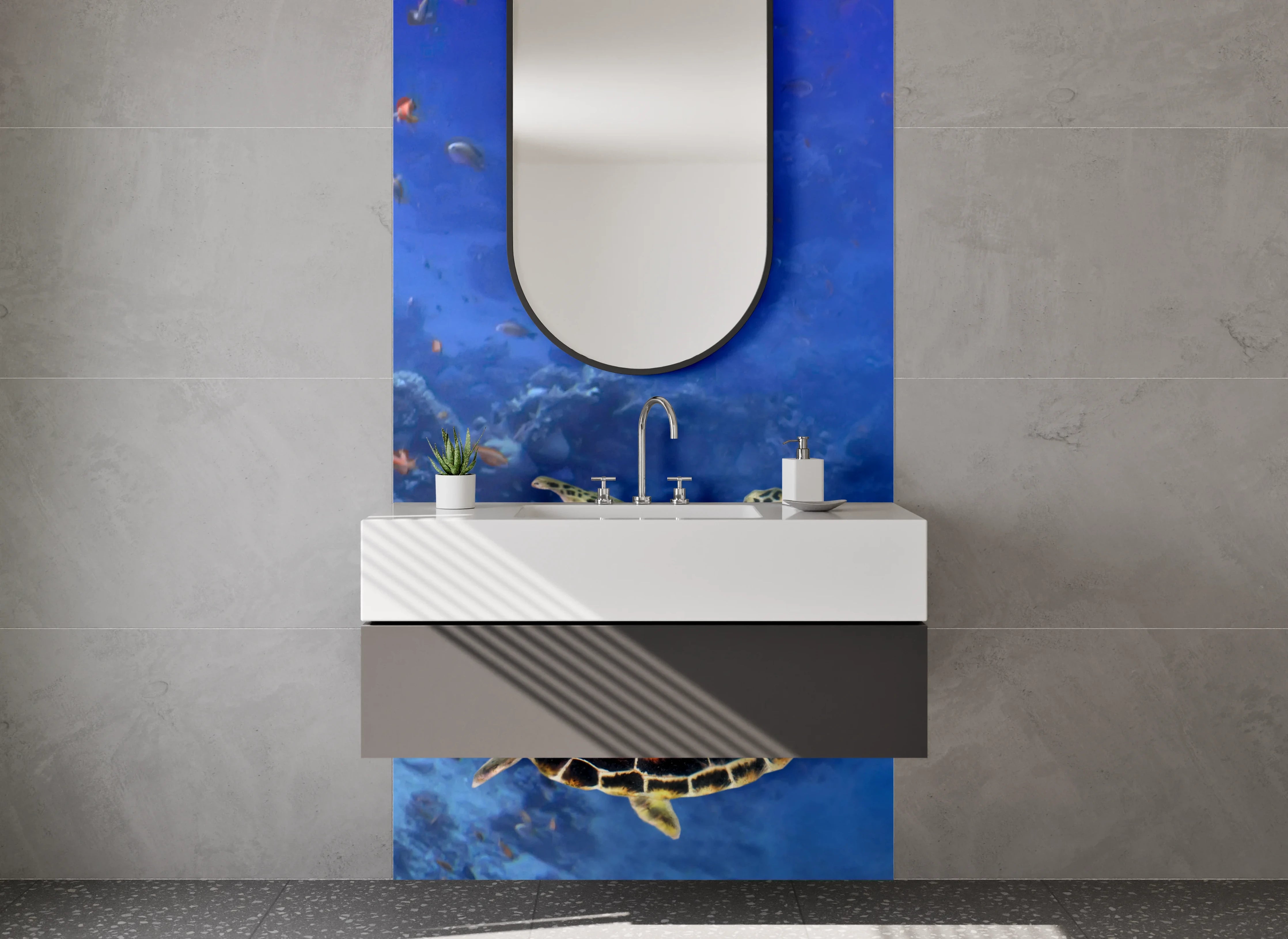 Waschbecken-Rückwand - Korallenriff Unterwasserwelt Wandbild