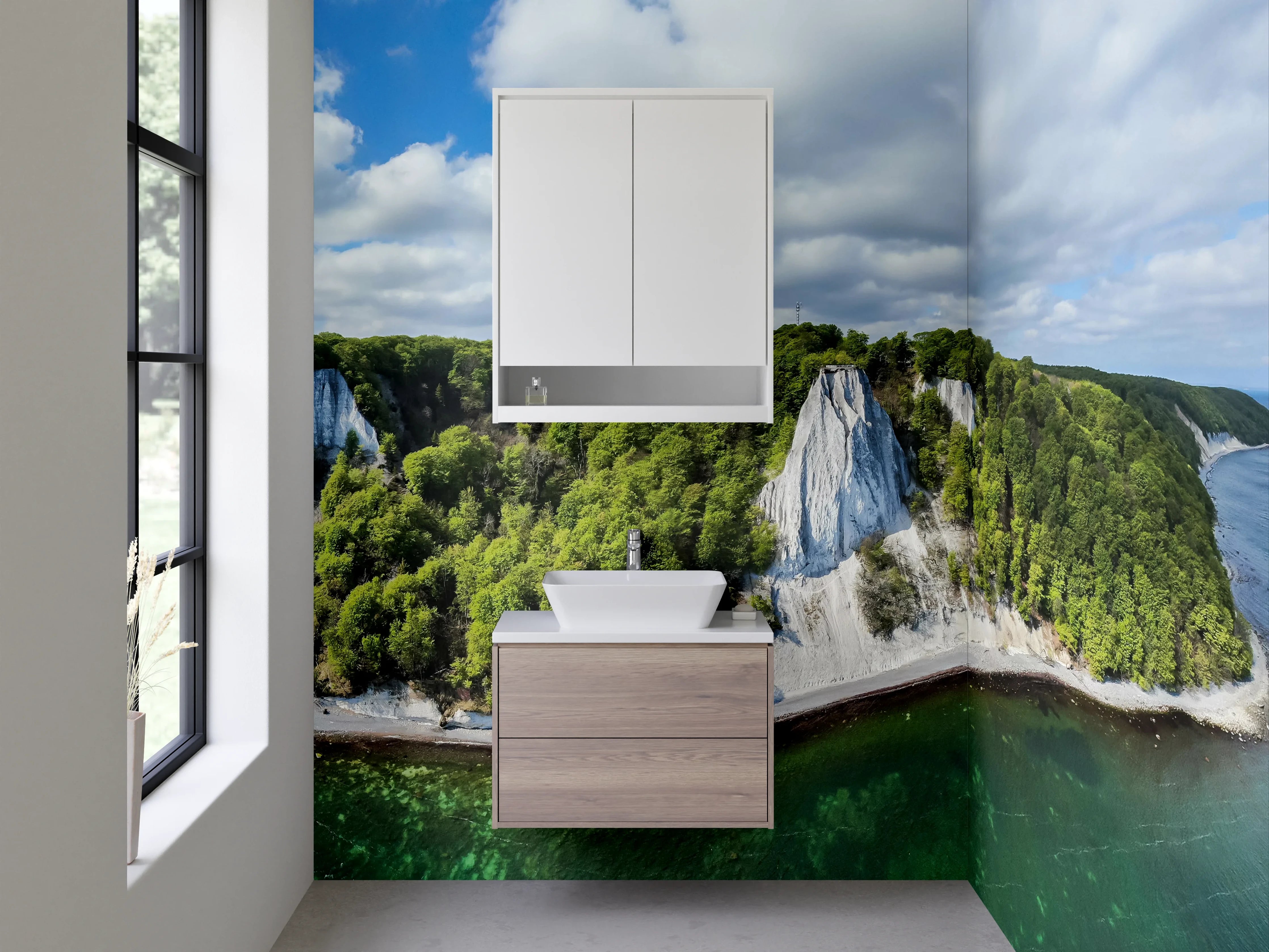 Waschbecken-Rückwand - Kreidefelsen Rügen Küstenlandschaft Panorama