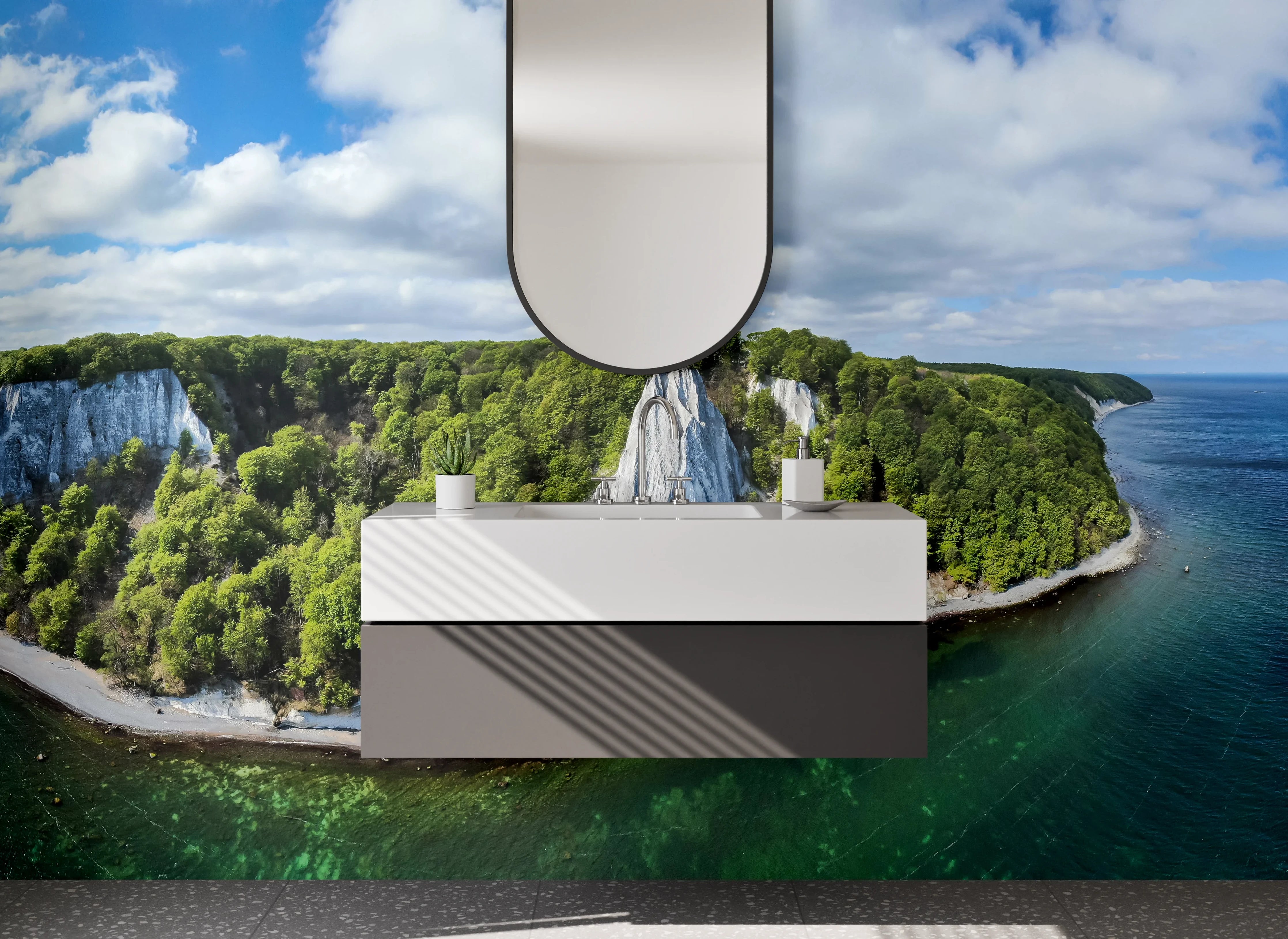 Waschbecken-Rückwand - Kreidefelsen Rügen Küstenlandschaft Panorama