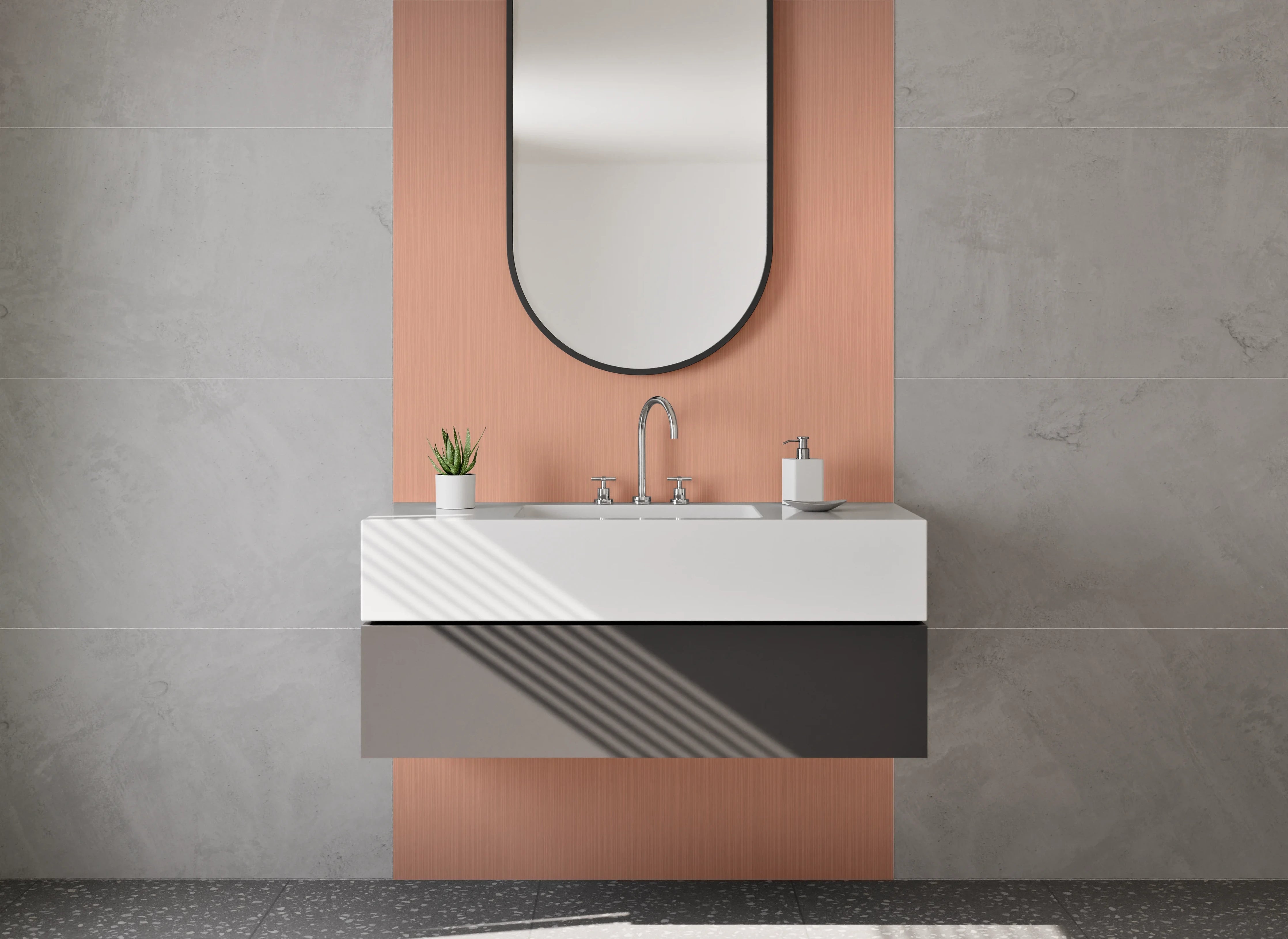 Waschbecken-Rückwand - Kupfer Metallic Struktur