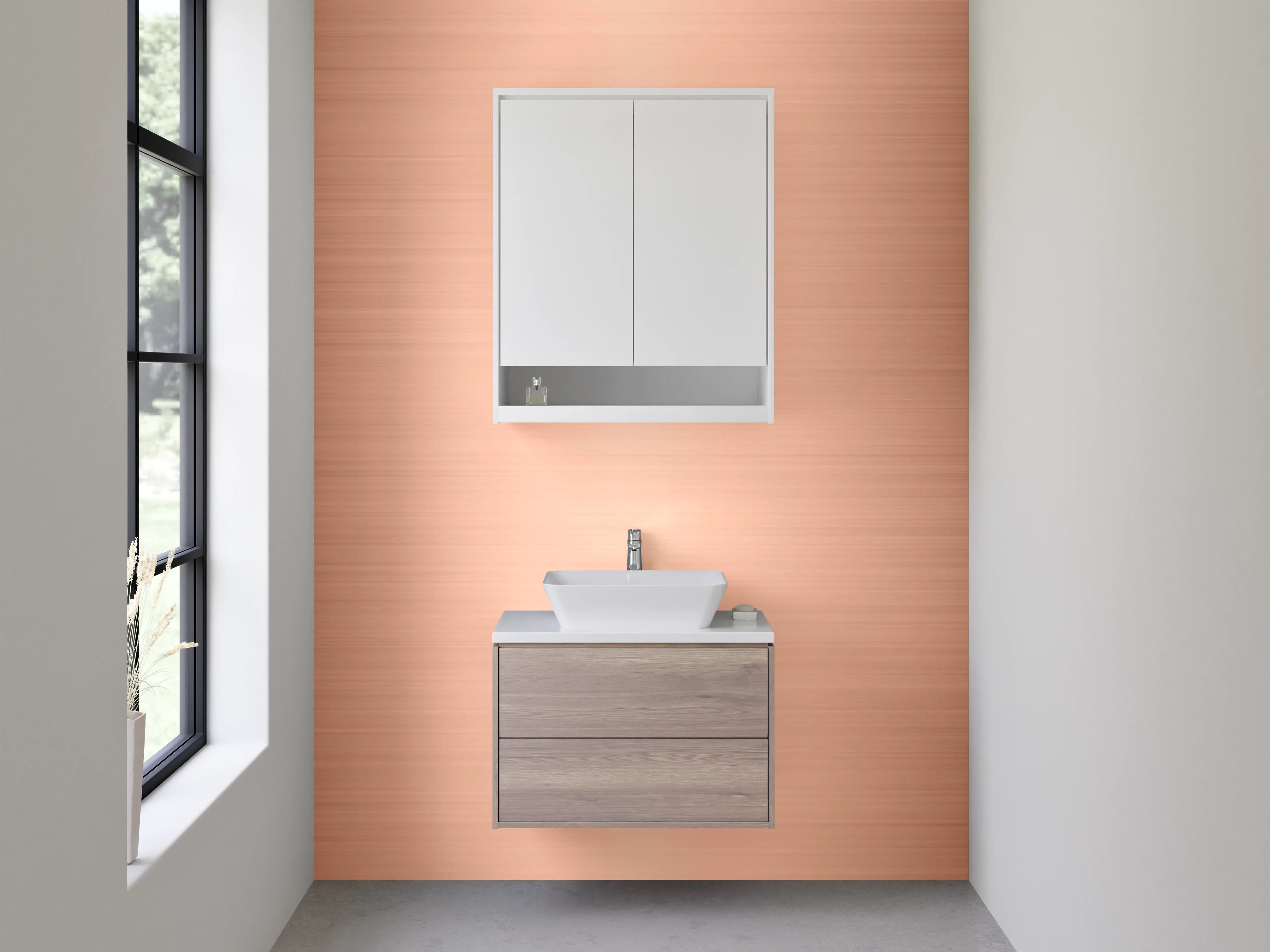 Waschbecken-Rückwand - Kupfer gebürstet Metalloptik Dekorfolie