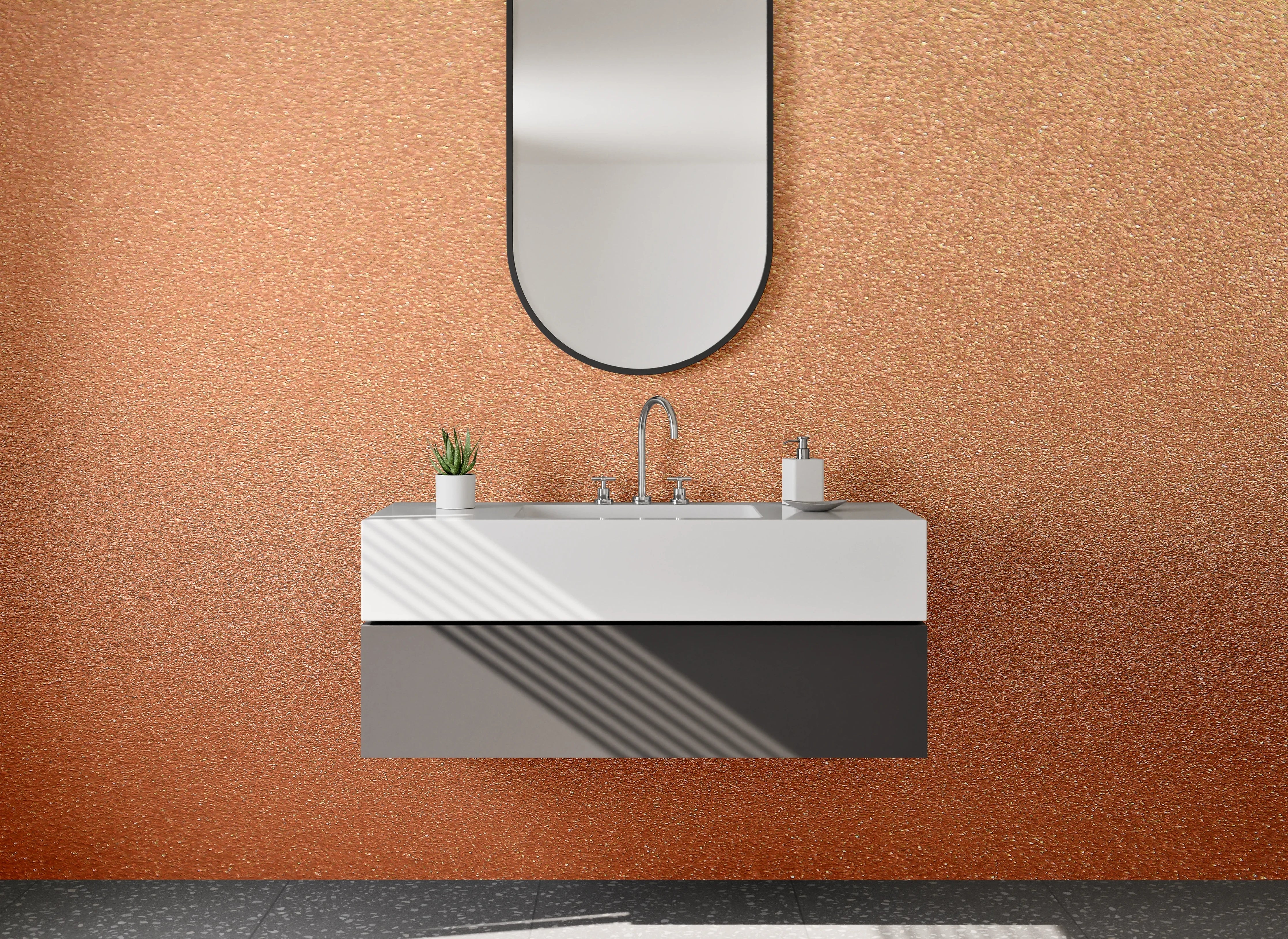 Waschbecken-Rückwand - Kupferfarbene Metall-Textur
