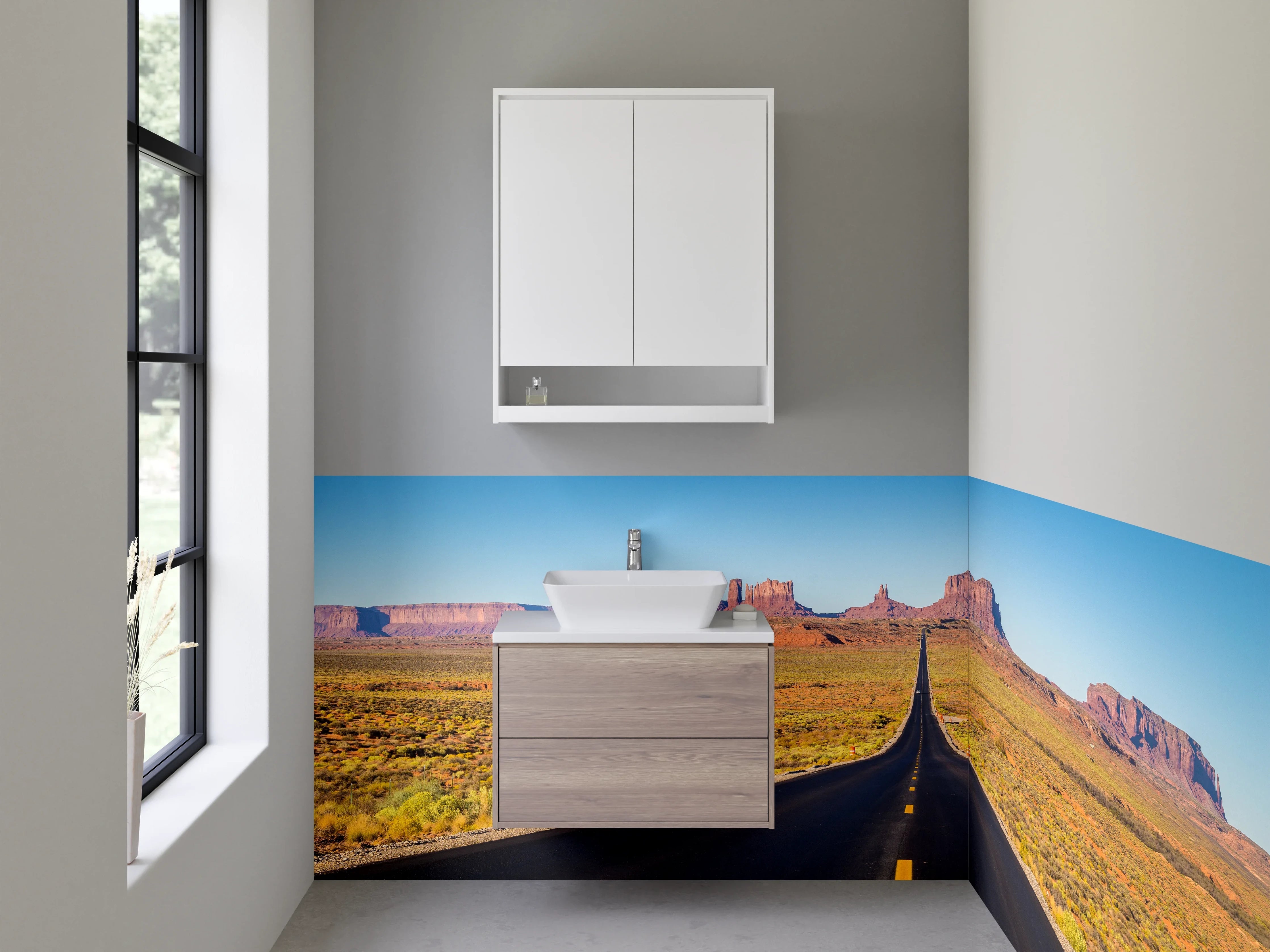 Waschbecken-Rückwand - Lange Straße im Monument Valley