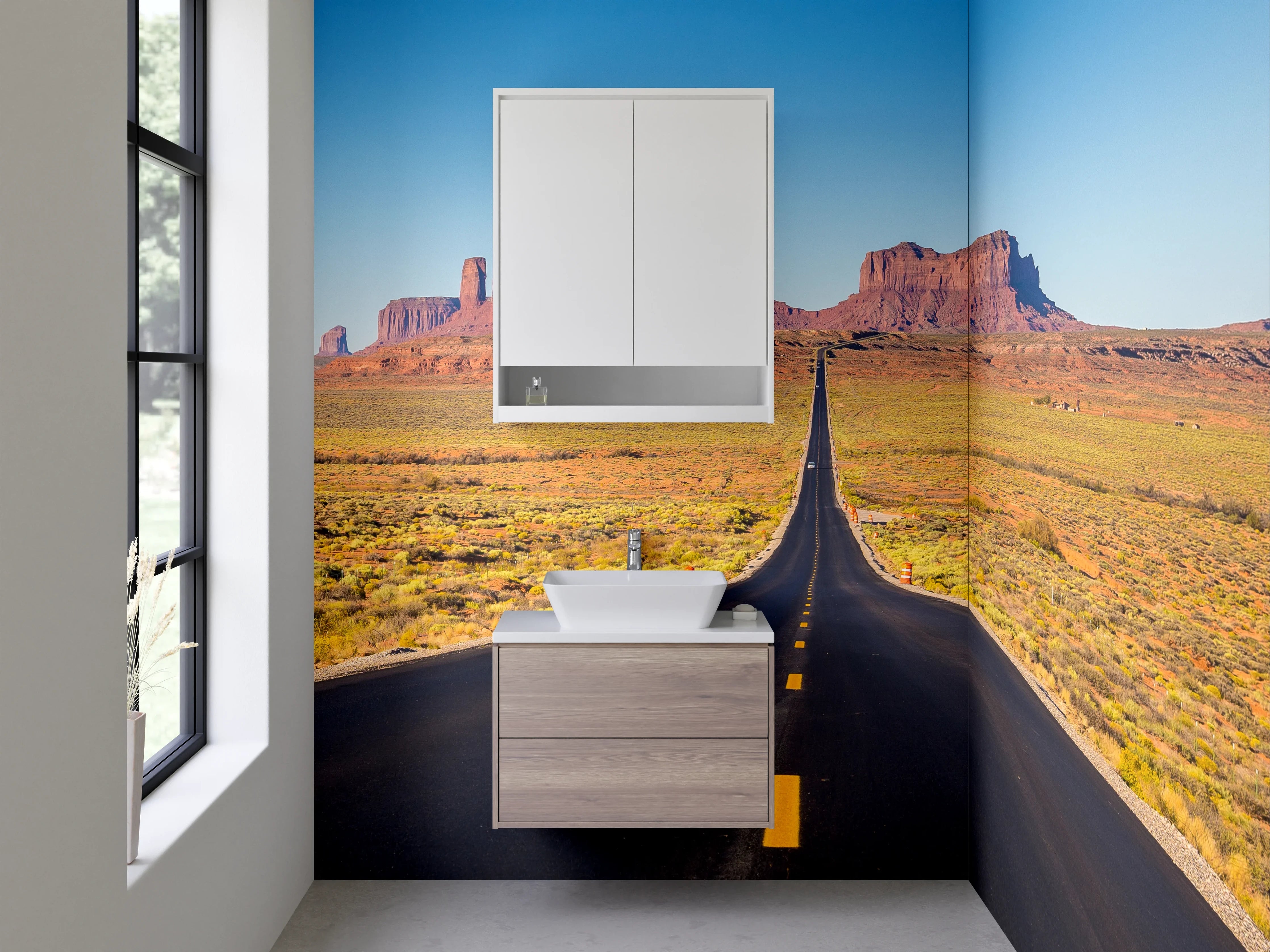 Waschbecken-Rückwand - Lange Straße im Monument Valley
