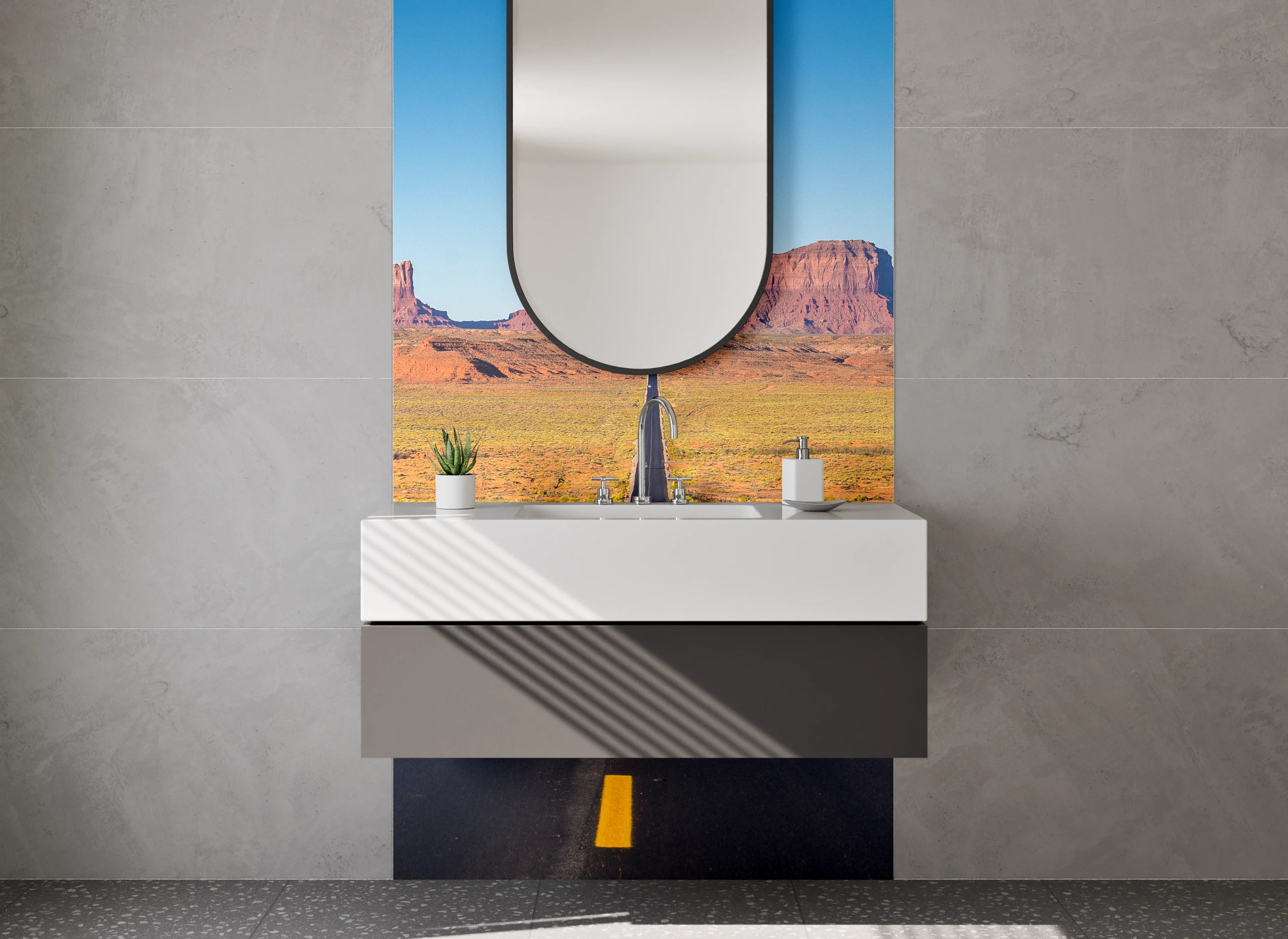 Waschbecken-Rückwand - Lange Straße im Monument Valley