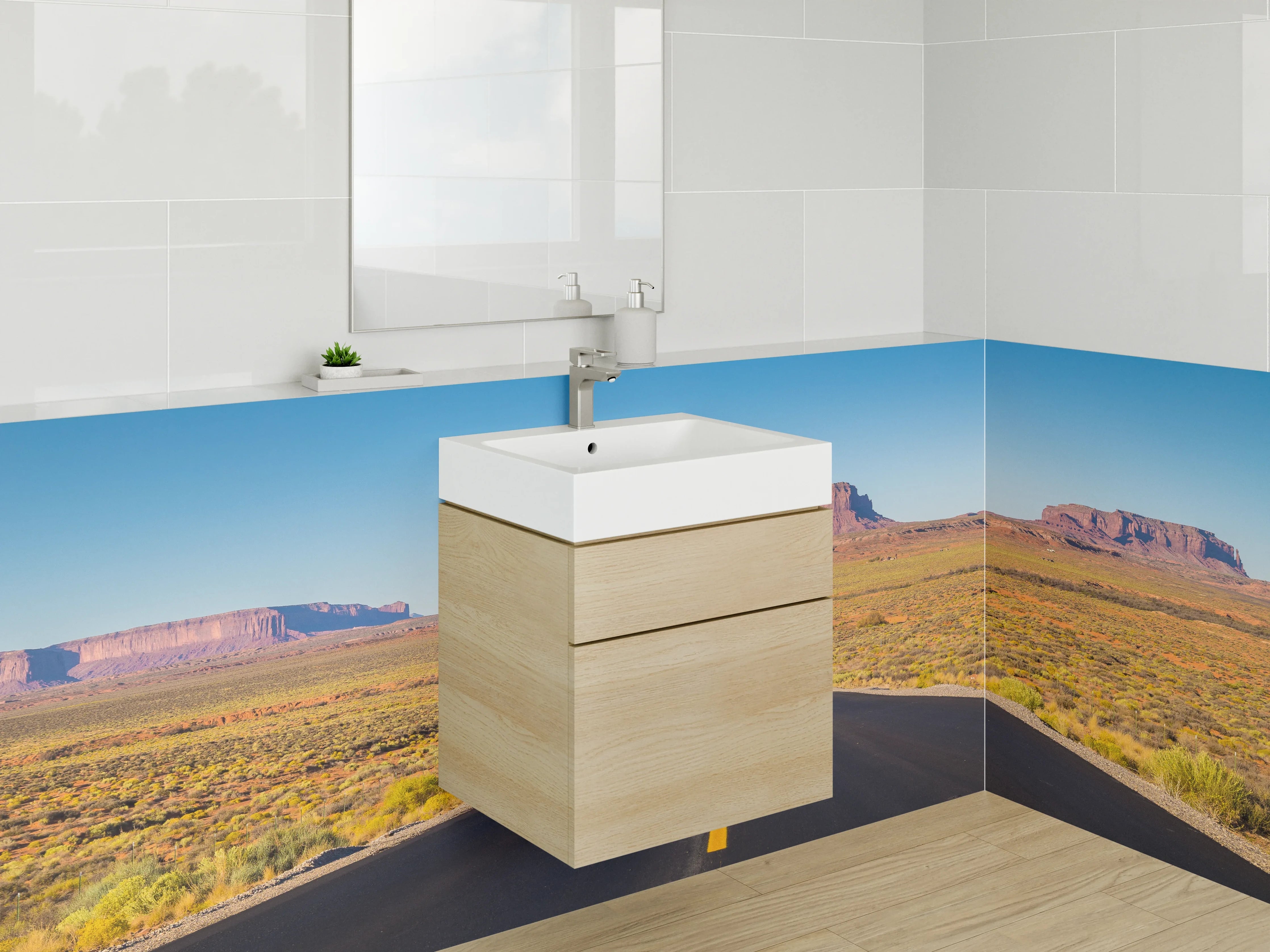 Waschbecken-Rückwand - Lange Straße im Monument Valley