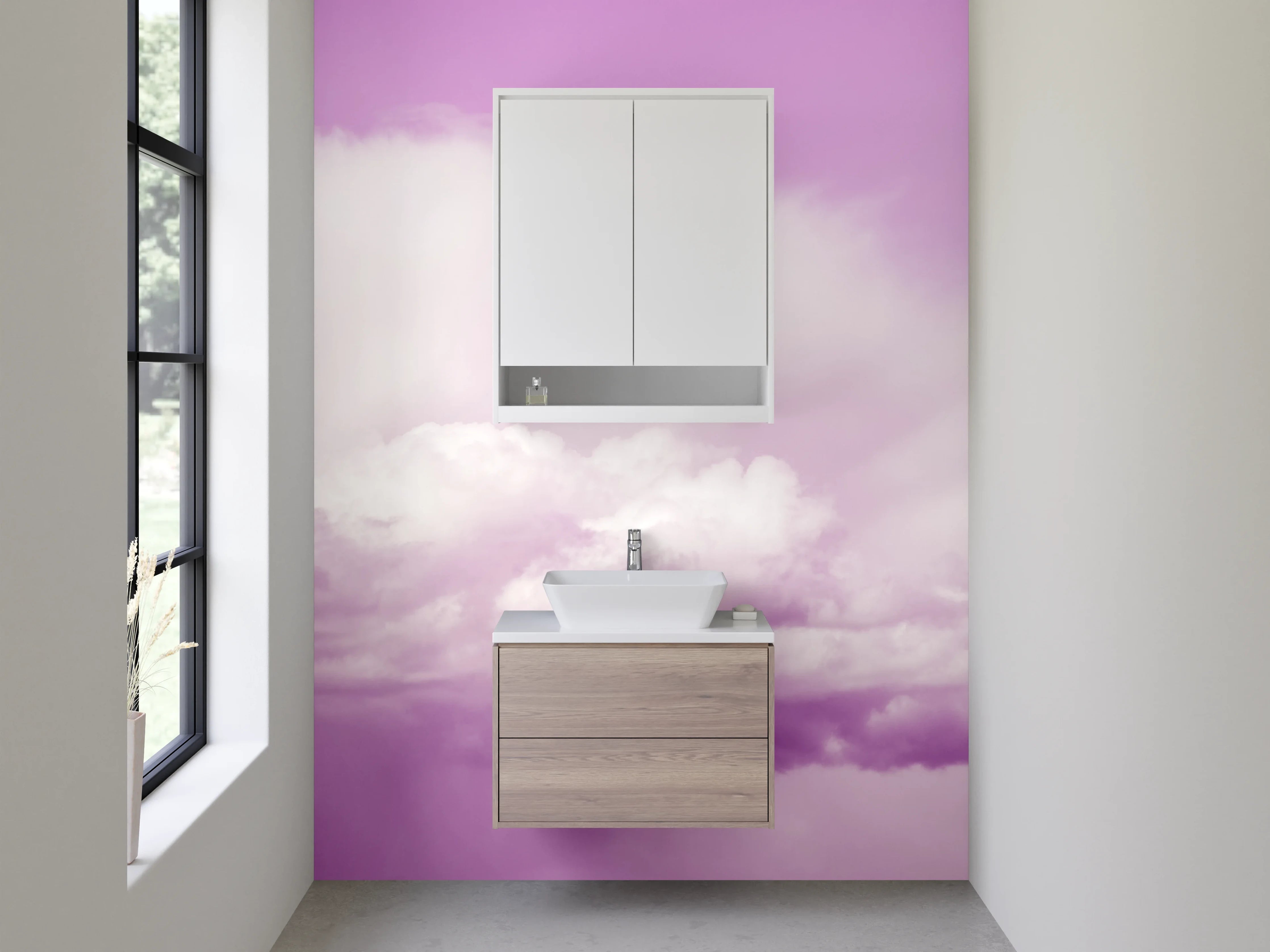 Waschbecken-Rückwand - Lila Wolkenhimmel Kunst Fotodruck
