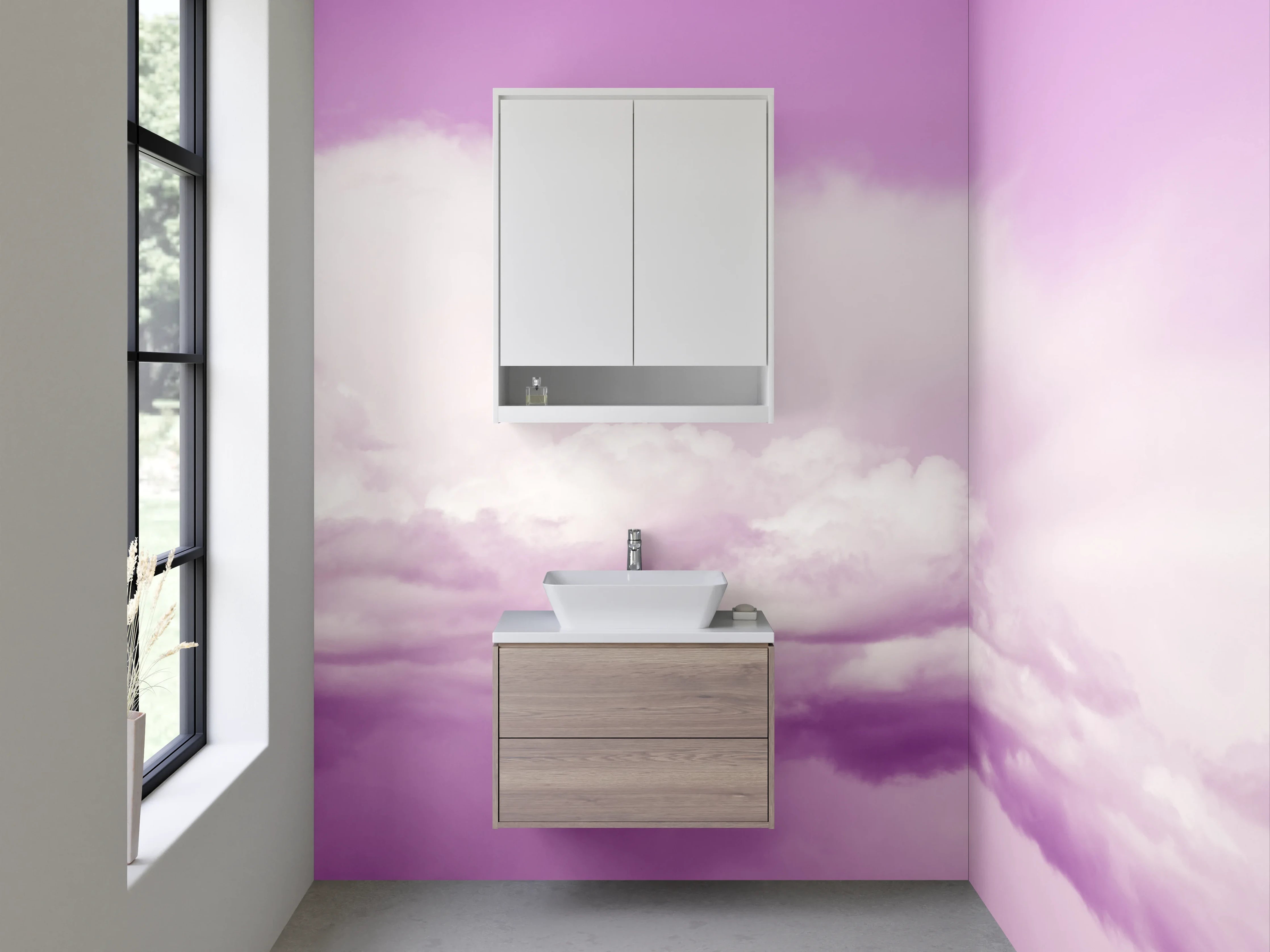 Waschbecken-Rückwand - Lila Wolkenhimmel Kunst Fotodruck