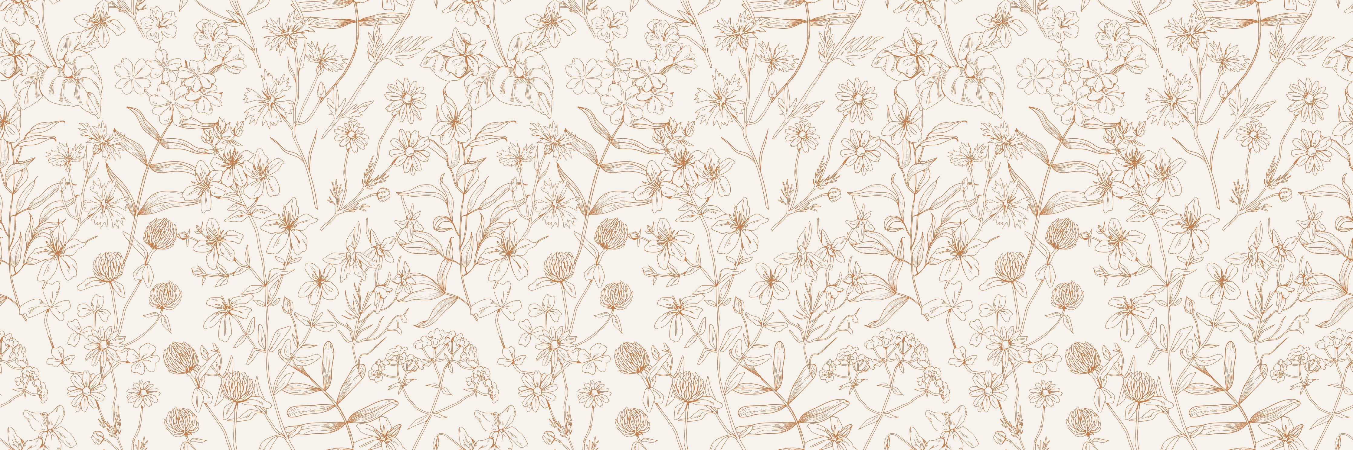 Waschbecken-Rückwand-Lineart Blumenmuster Beige Weiß