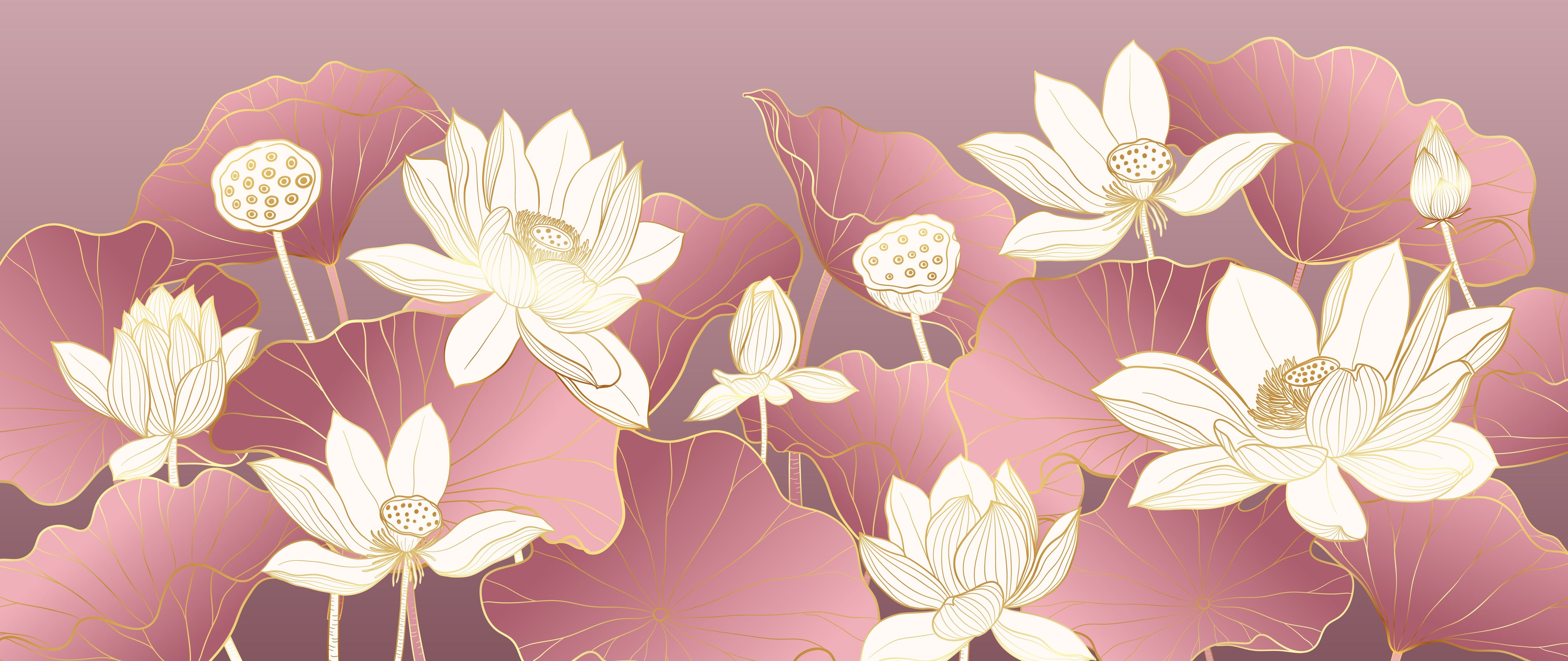 Waschbecken-Rückwand-Lotusblüten in zartem Rosa-Gold