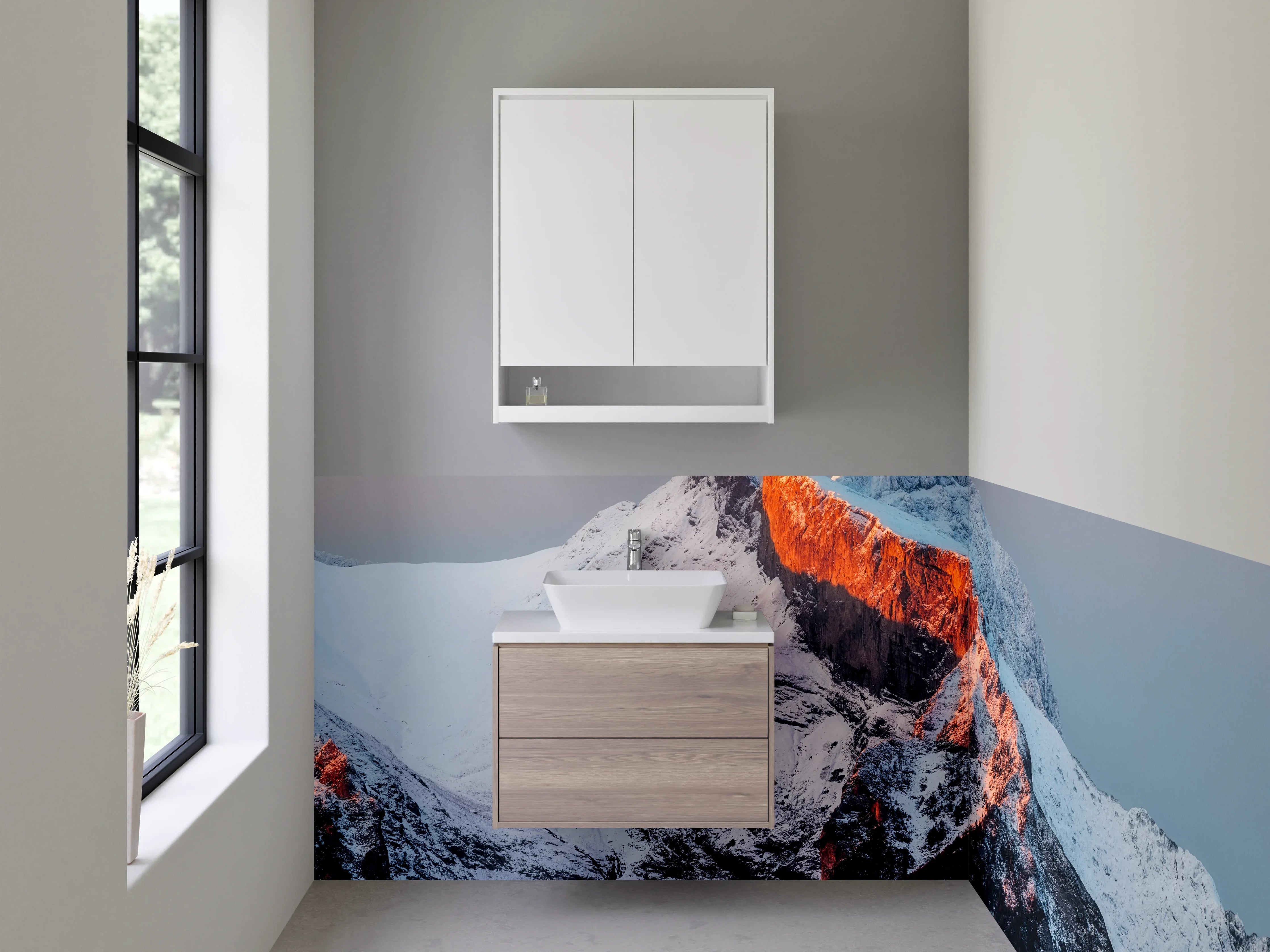 Waschbecken-Rückwand - Majestätische Berggipfel bei Sonnenaufgang