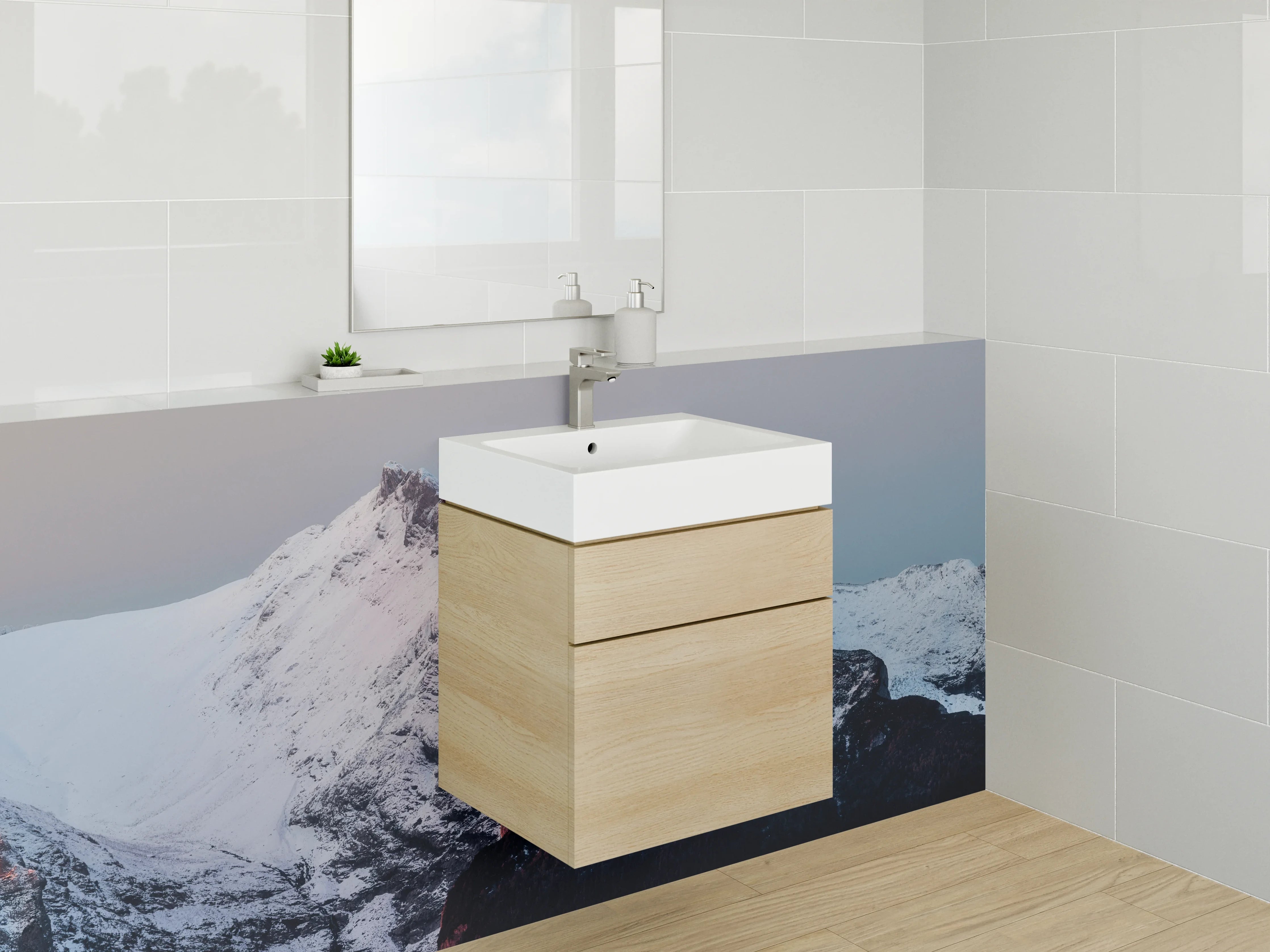 Waschbecken-Rückwand - Majestätische Berggipfel bei Sonnenaufgang