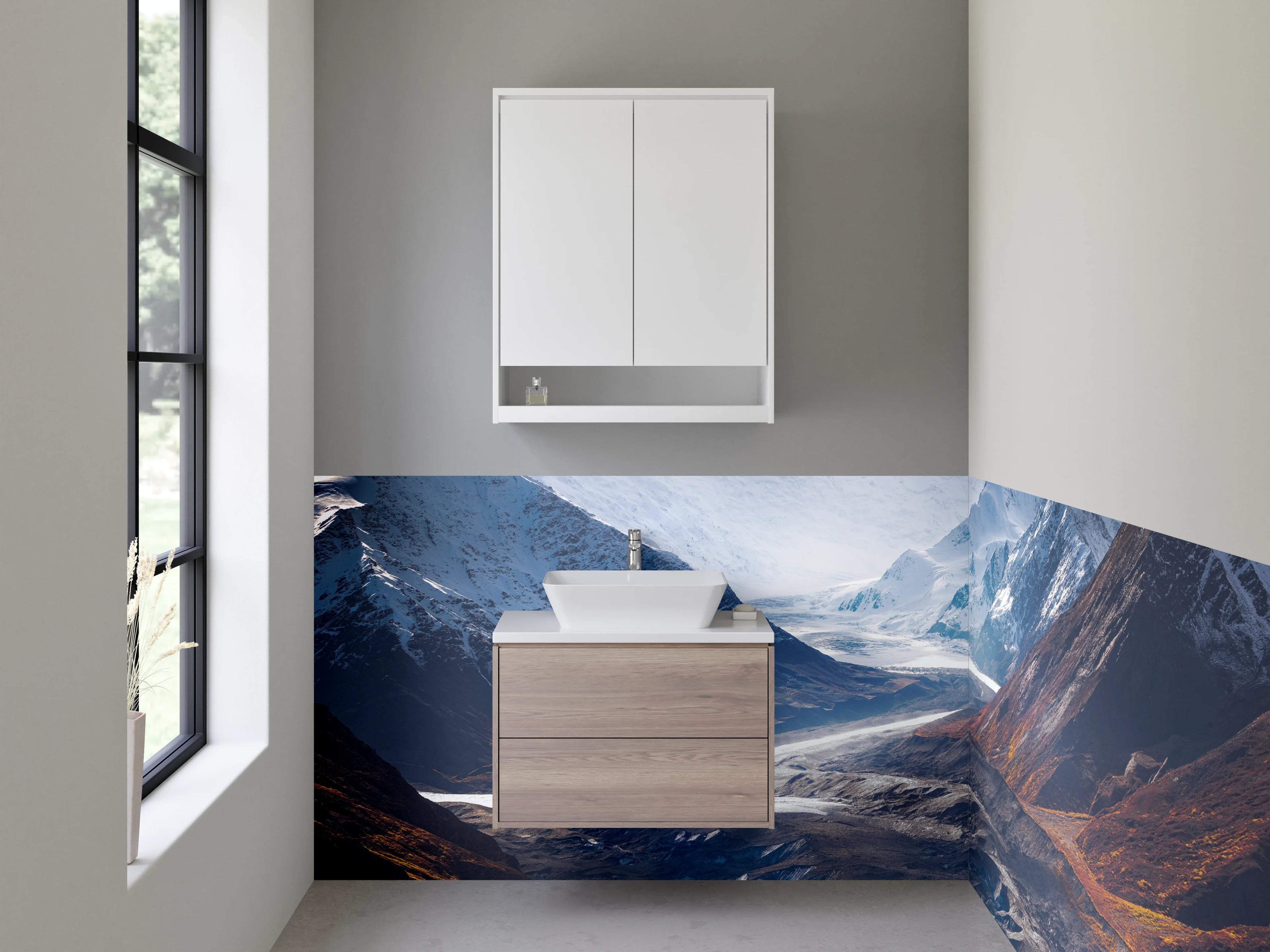 Waschbecken-Rückwand - Majestätische Berglandschaft mit Gletschern