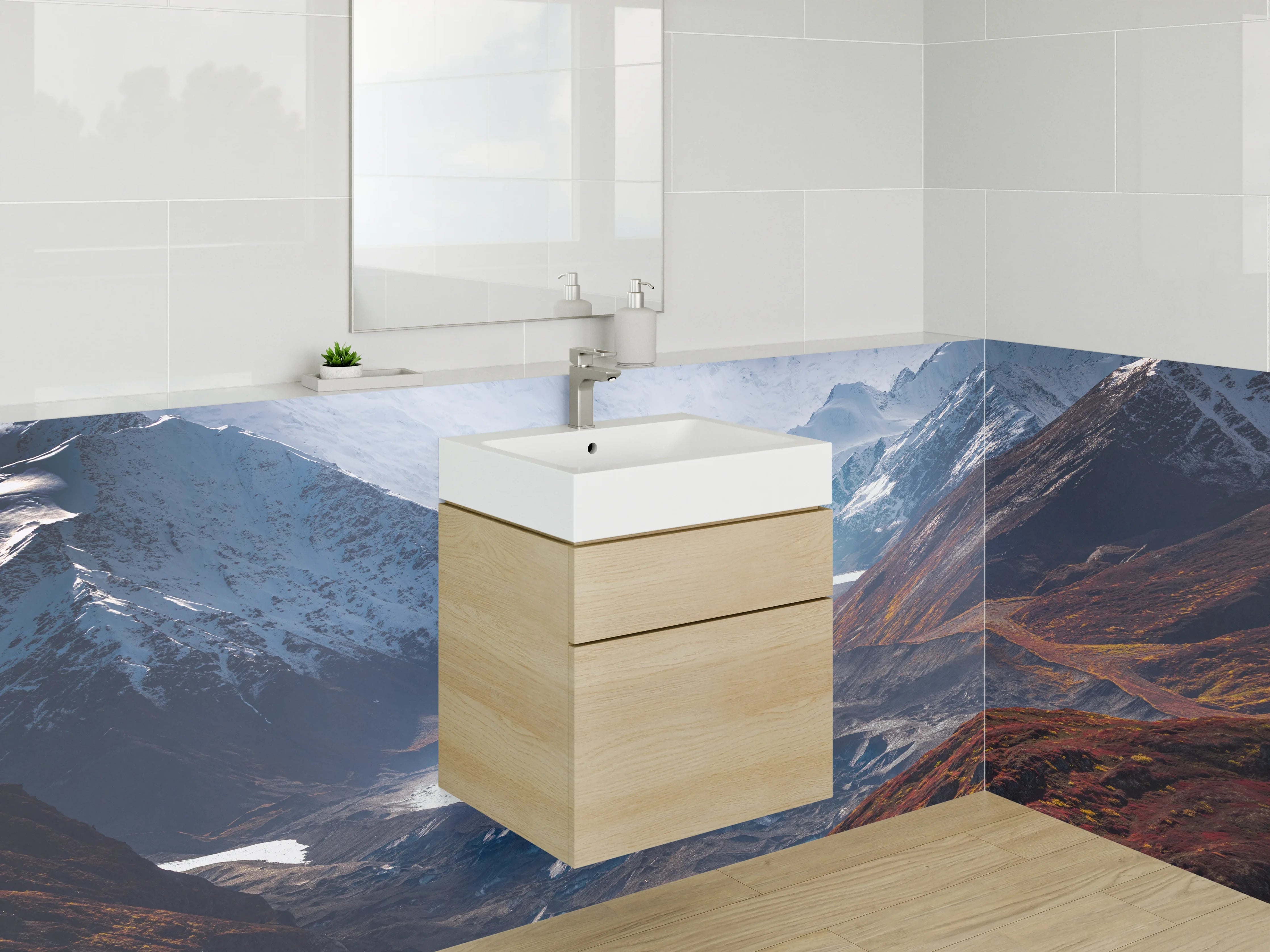 Waschbecken-Rückwand - Majestätische Berglandschaft mit Gletschern