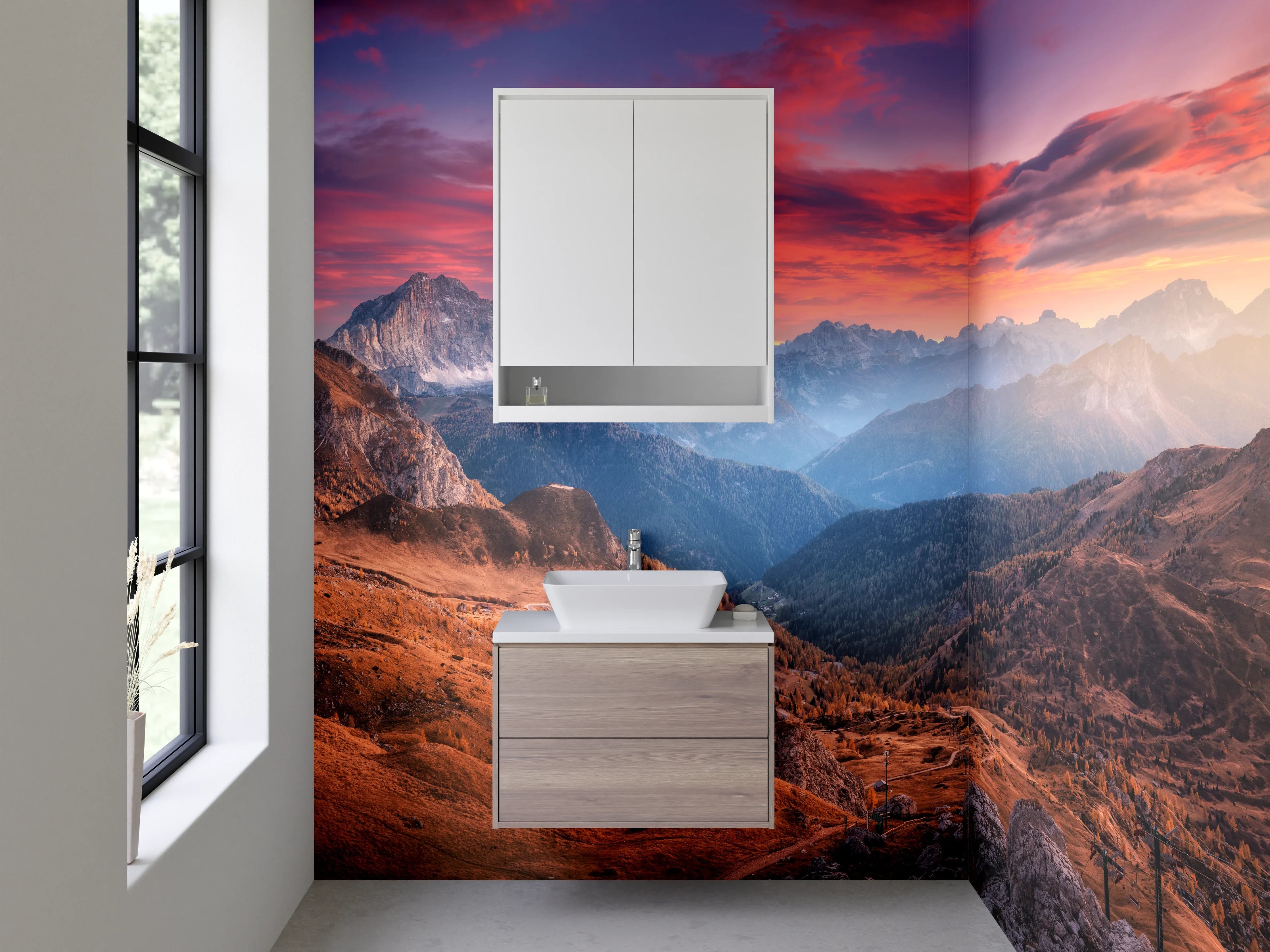 Waschbecken-Rückwand - Majestätische Gipfel im Abendlicht