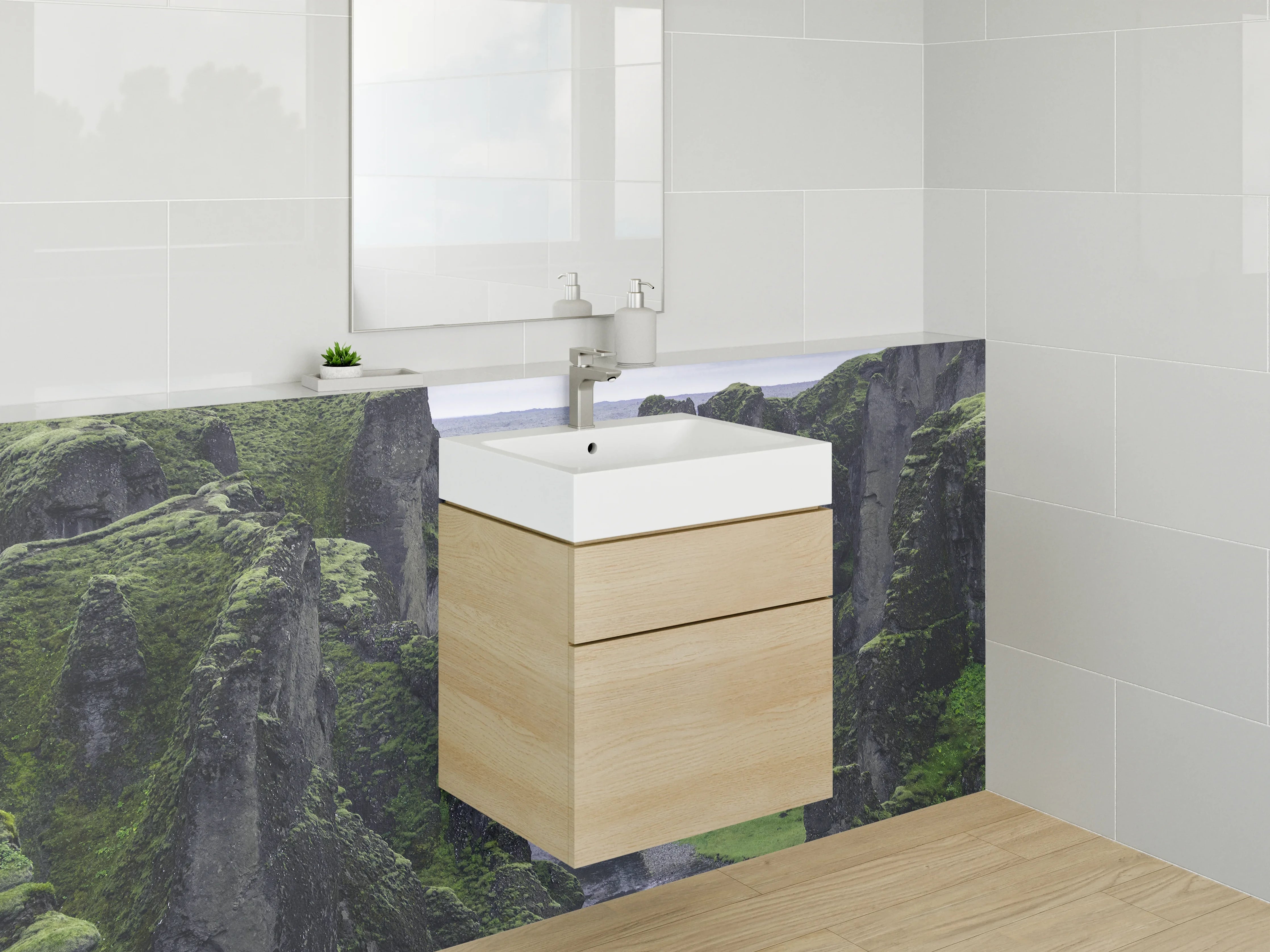 Waschbecken-Rückwand - Majestätische Klippenlandschaft mit Fluss