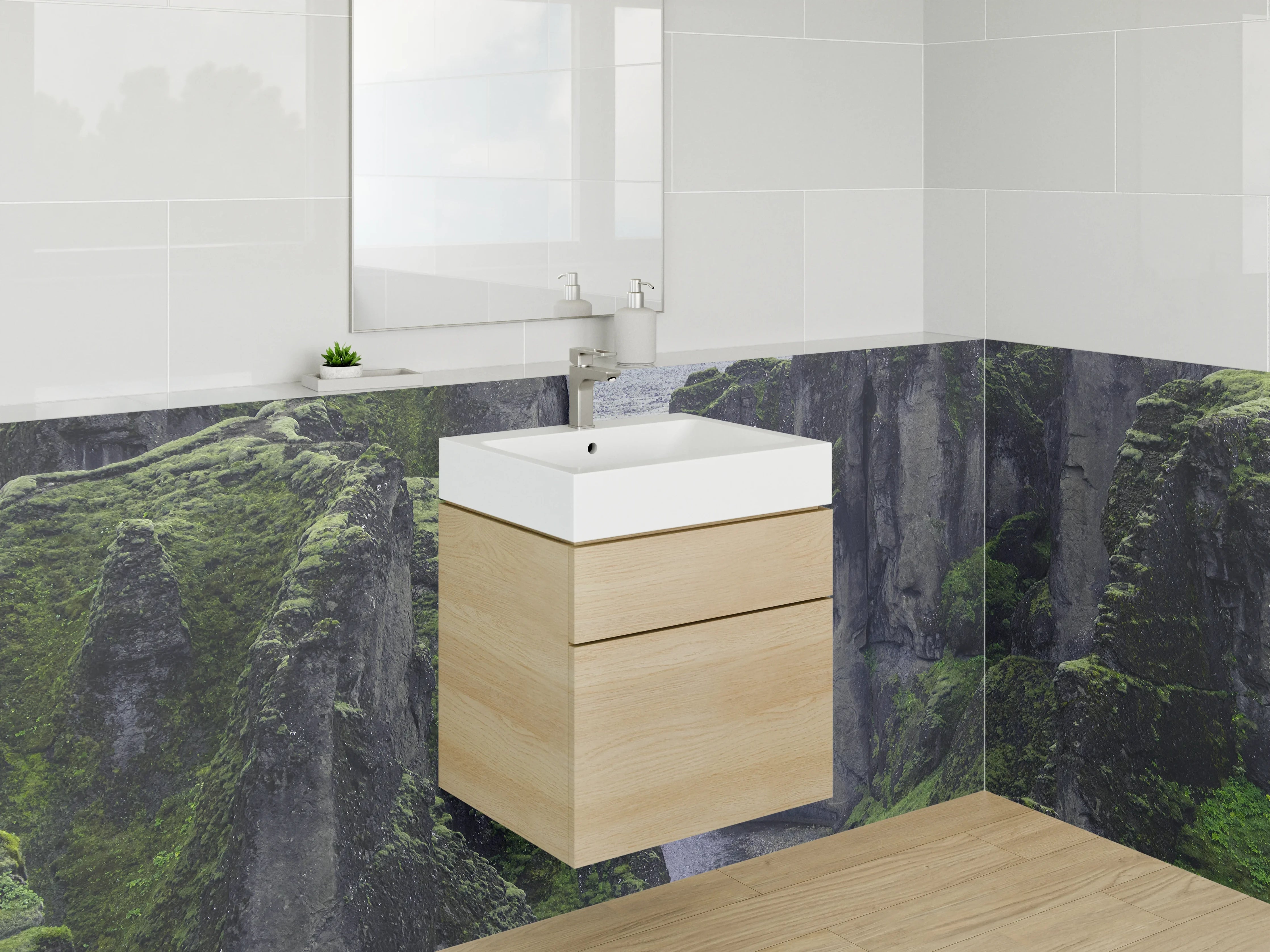 Waschbecken-Rückwand - Majestätische Klippenlandschaft mit Fluss