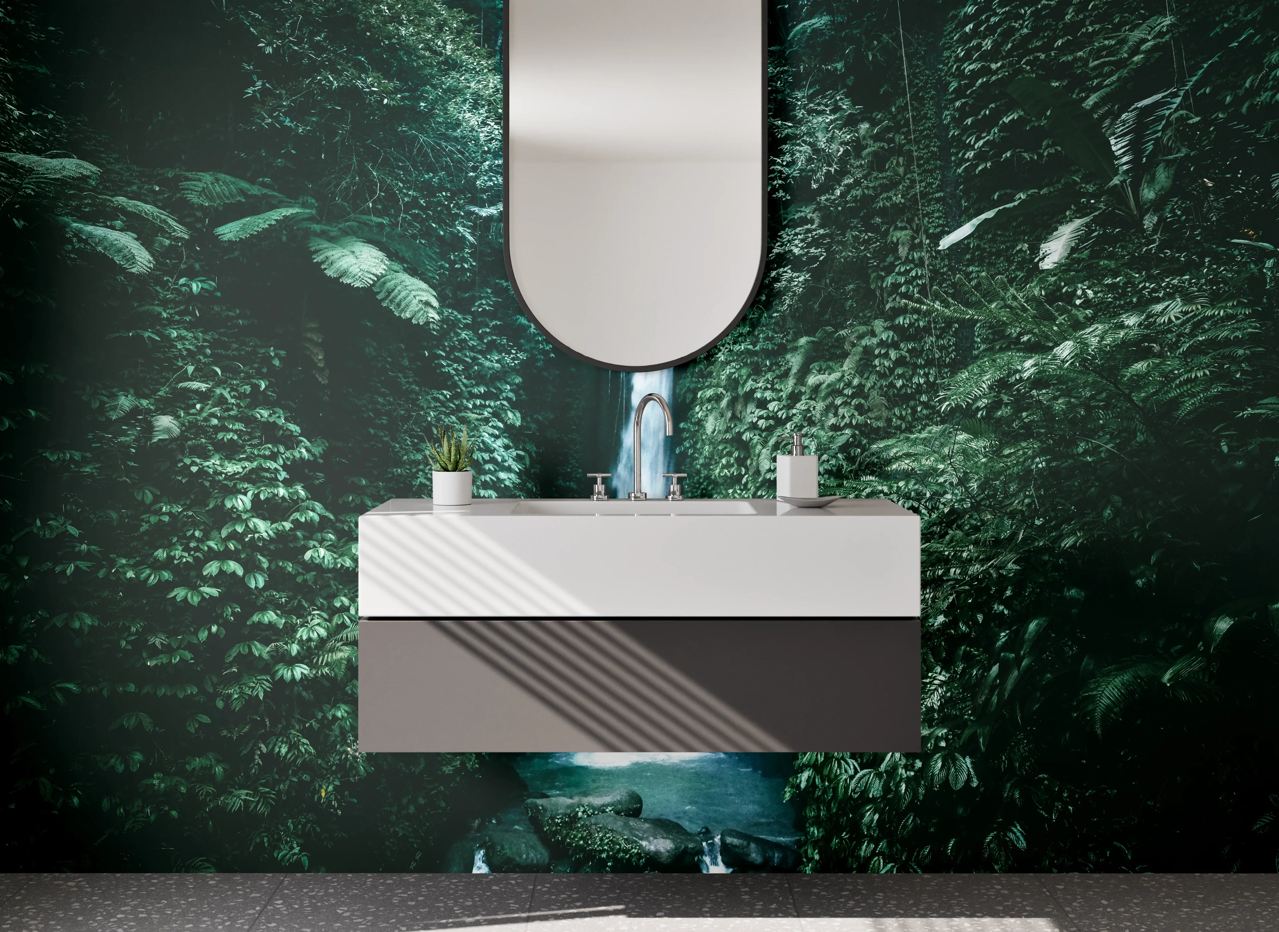Waschbecken-Rückwand - Majestätischer Dschungel-Wasserfall Fotodruck