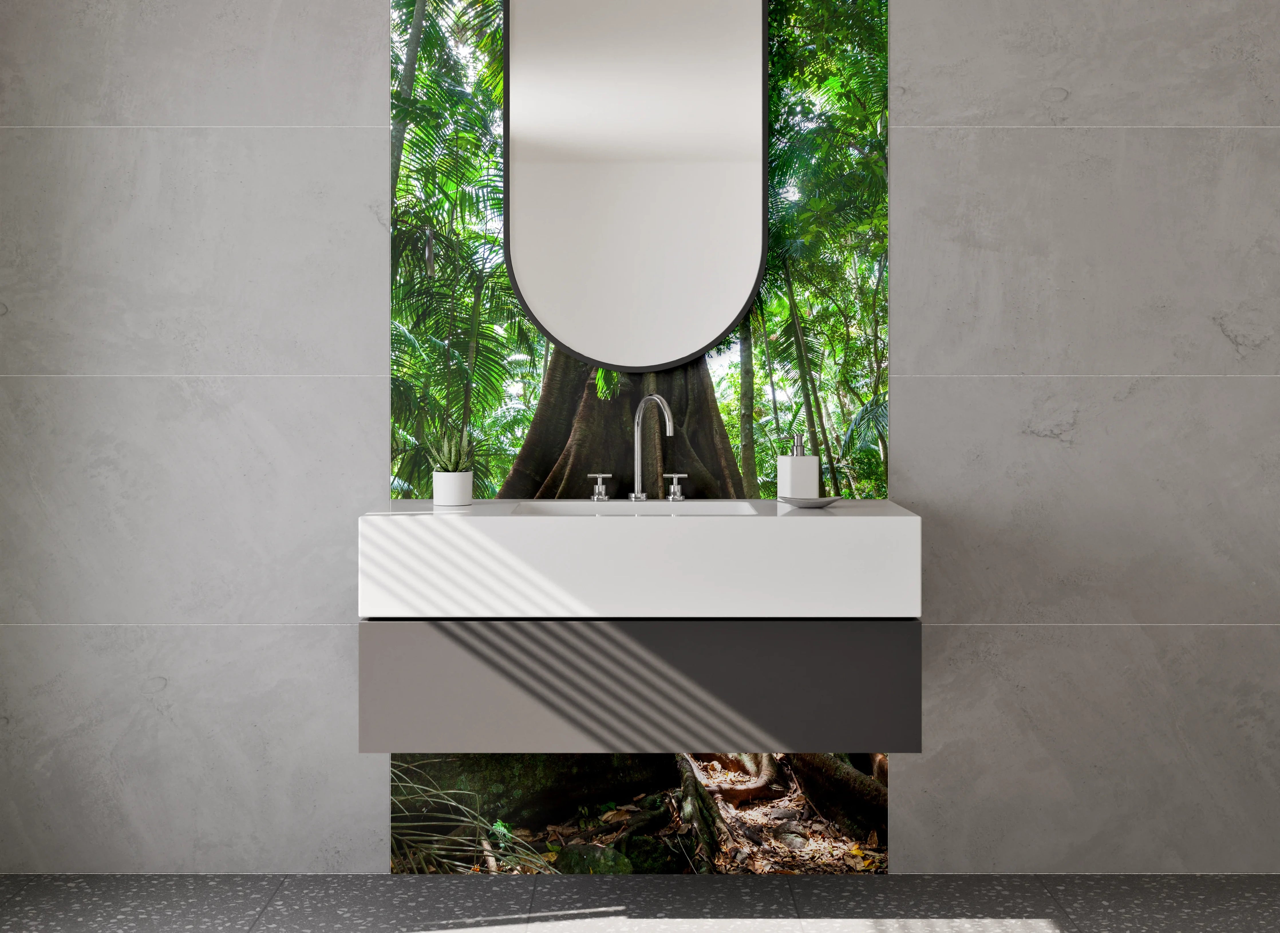 Waschbecken-Rückwand - Majestätischer Dschungelbaum Naturmotiv
