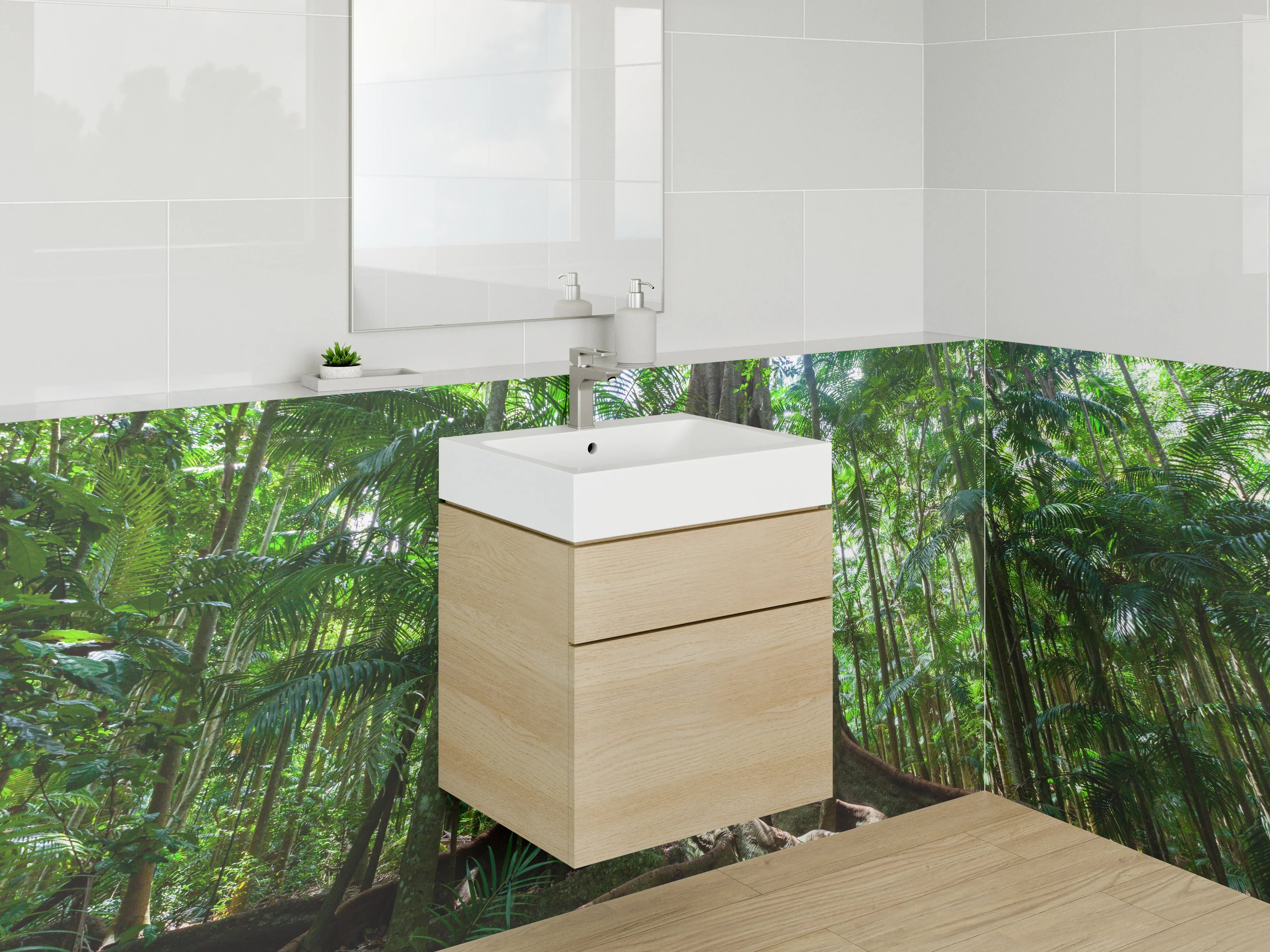 Waschbecken-Rückwand - Majestätischer Dschungelbaum Naturmotiv