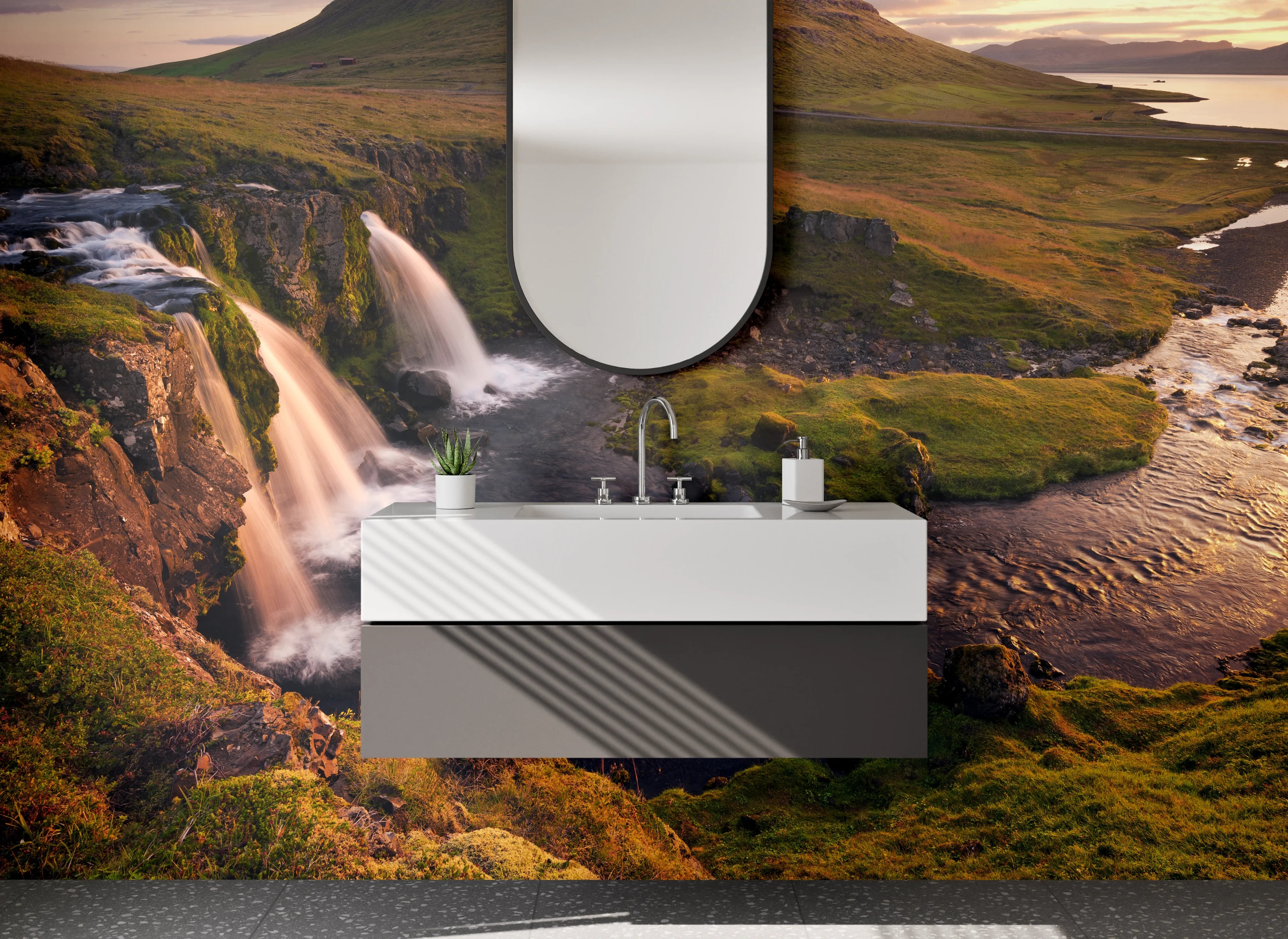 Waschbecken-Rückwand - Majestätischer Kirkjufell bei Sonnenuntergang