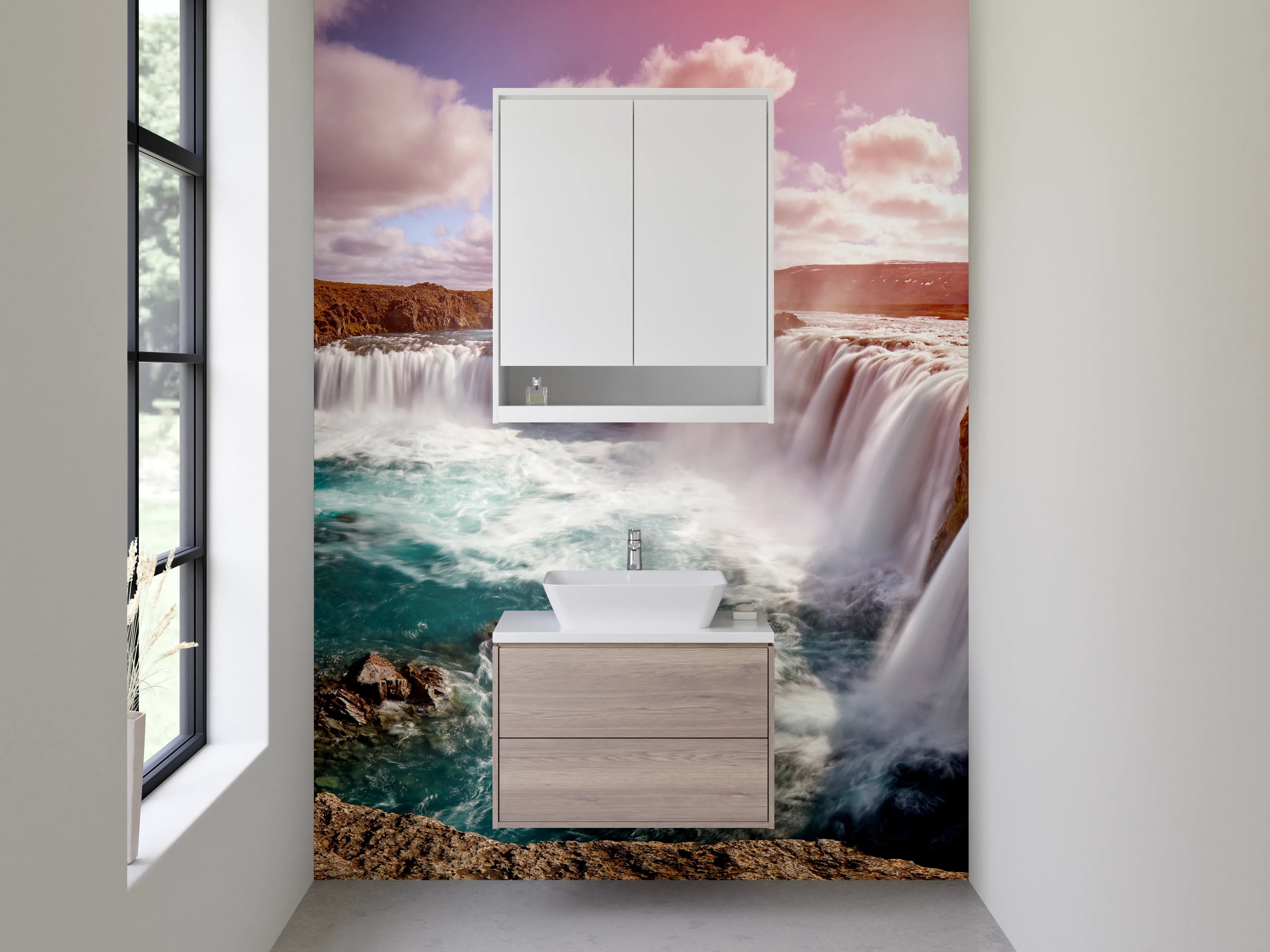 Waschbecken-Rückwand - Majestätischer Wasserfall Natur Poster