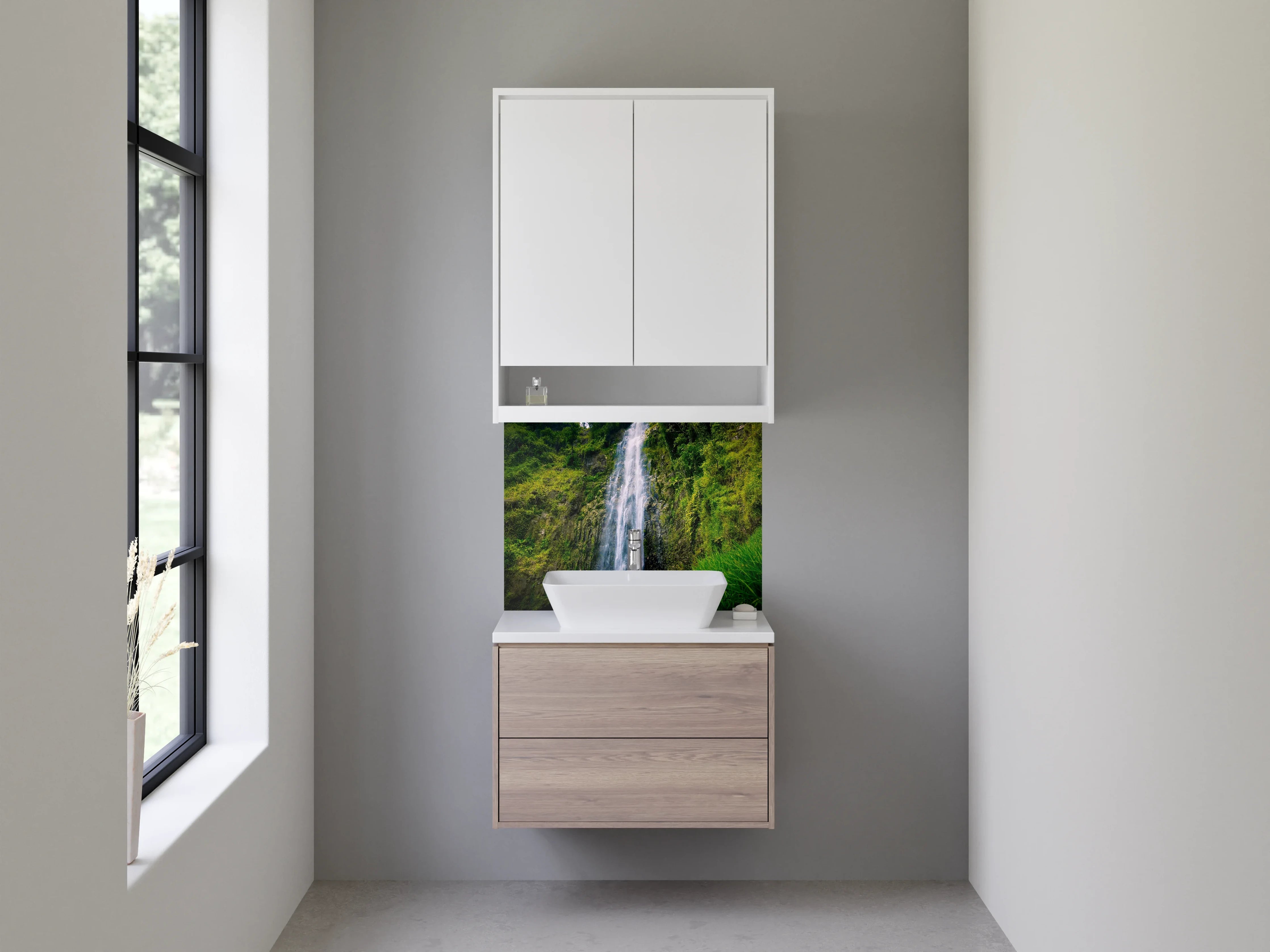 Waschbecken-Rückwand - Majestätischer tropischer Wasserfall Natur