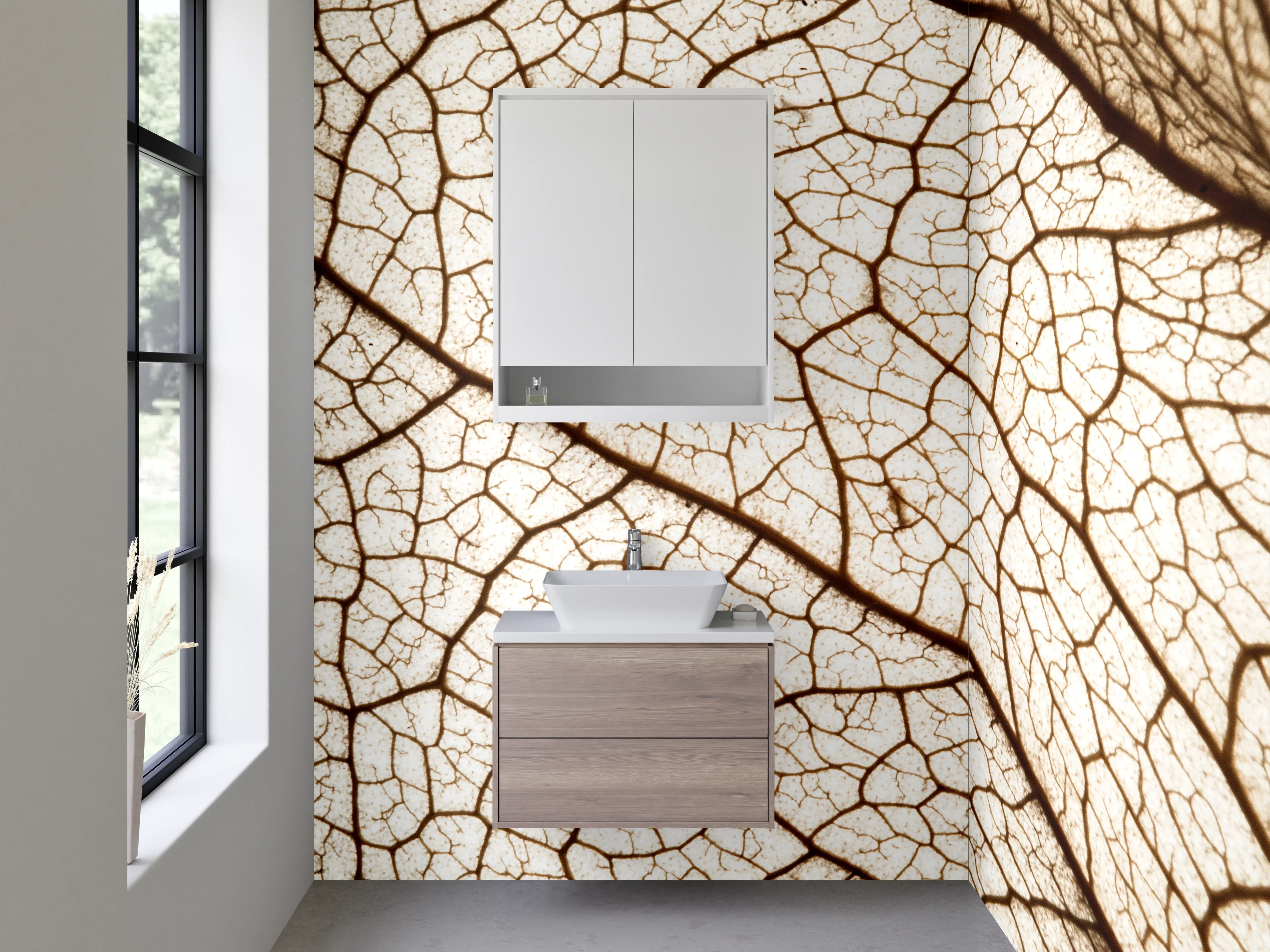 Waschbecken-Rückwand - Makroaufnahme Blatt-Struktur Braun Beige