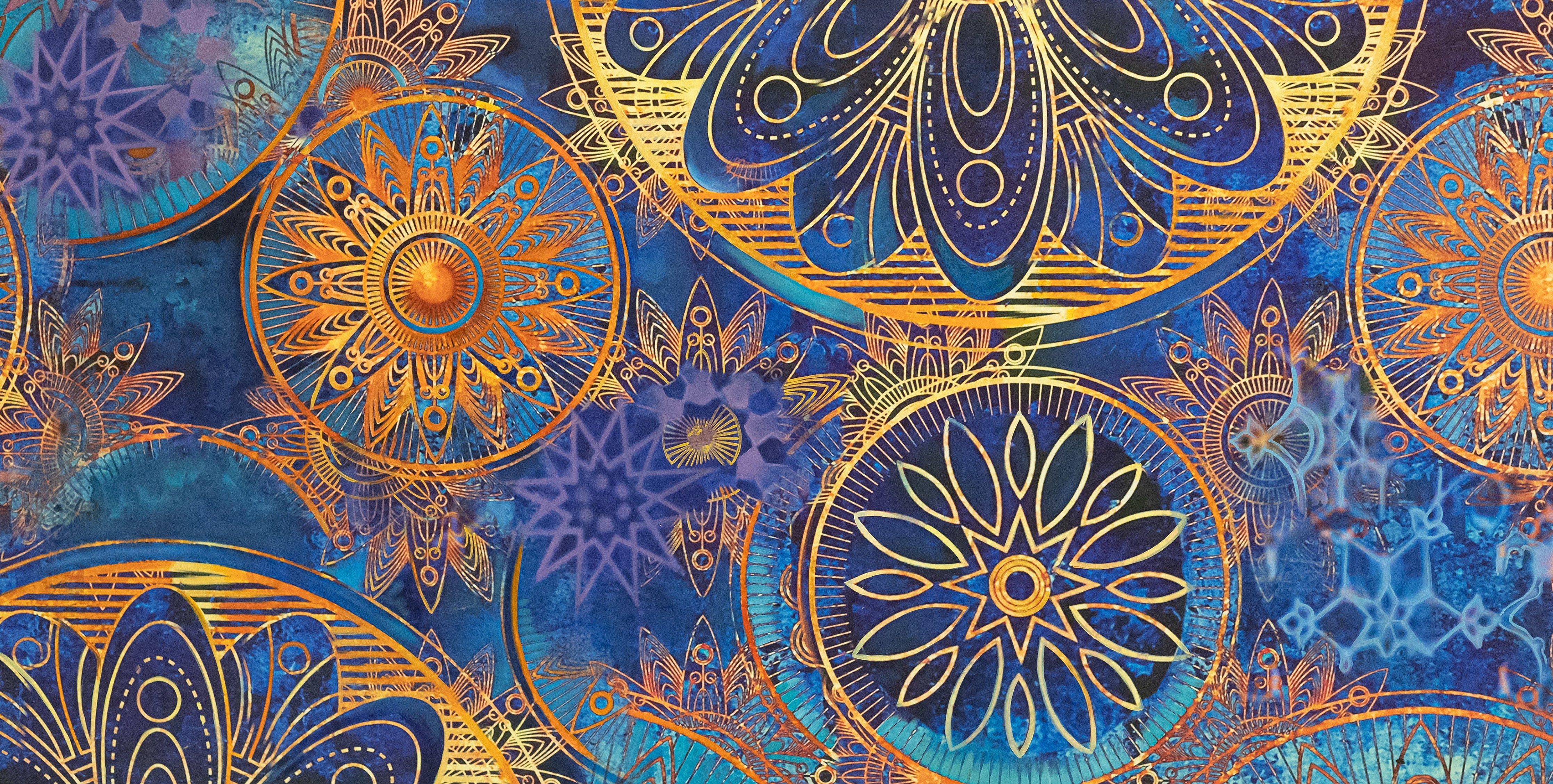Waschbecken-Rückwand-Mandala Design Gold Blau Abstrakt