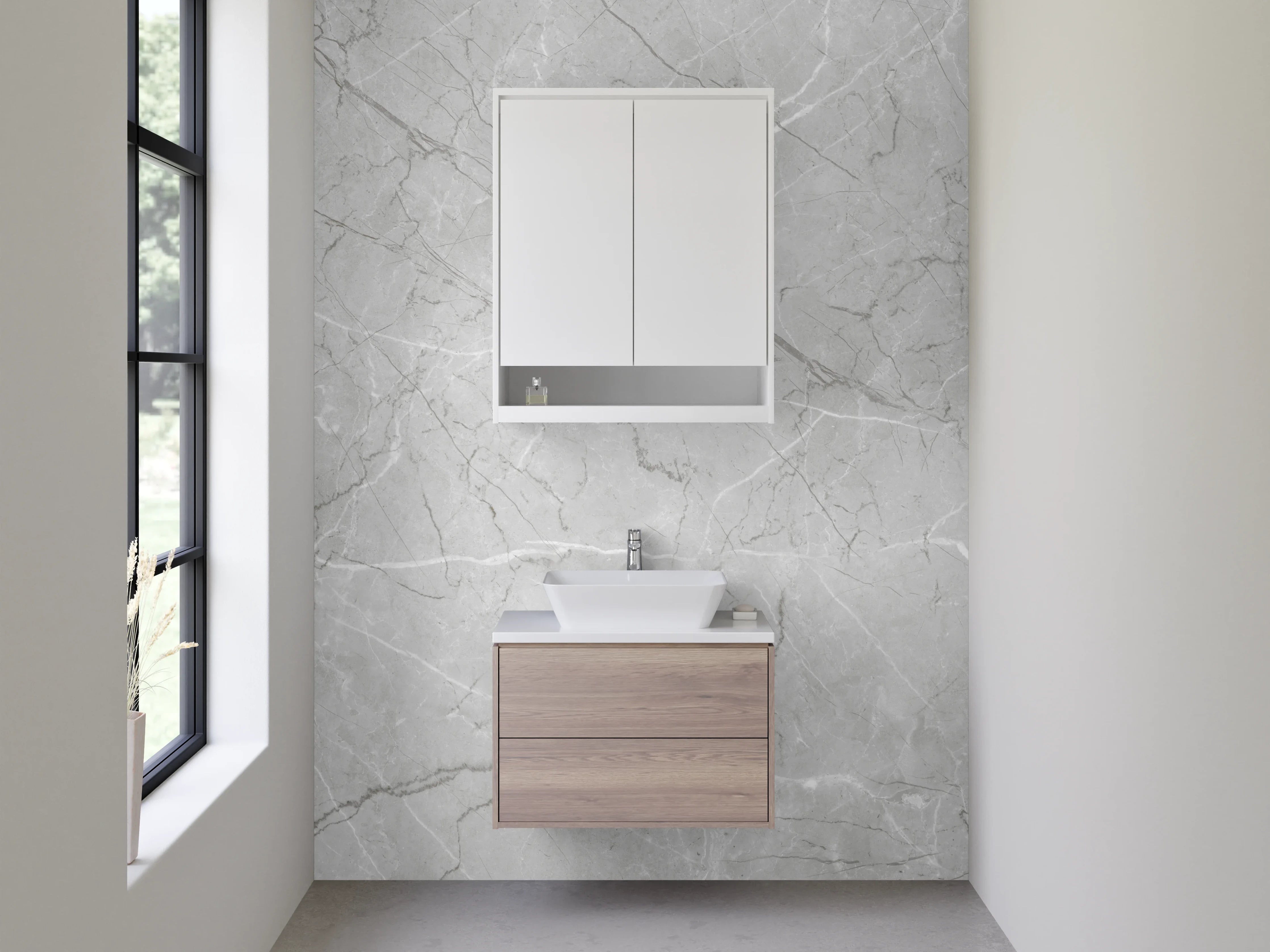 Waschbecken-Rückwand - Marmoroptik Grau Weiß Wandpaneel