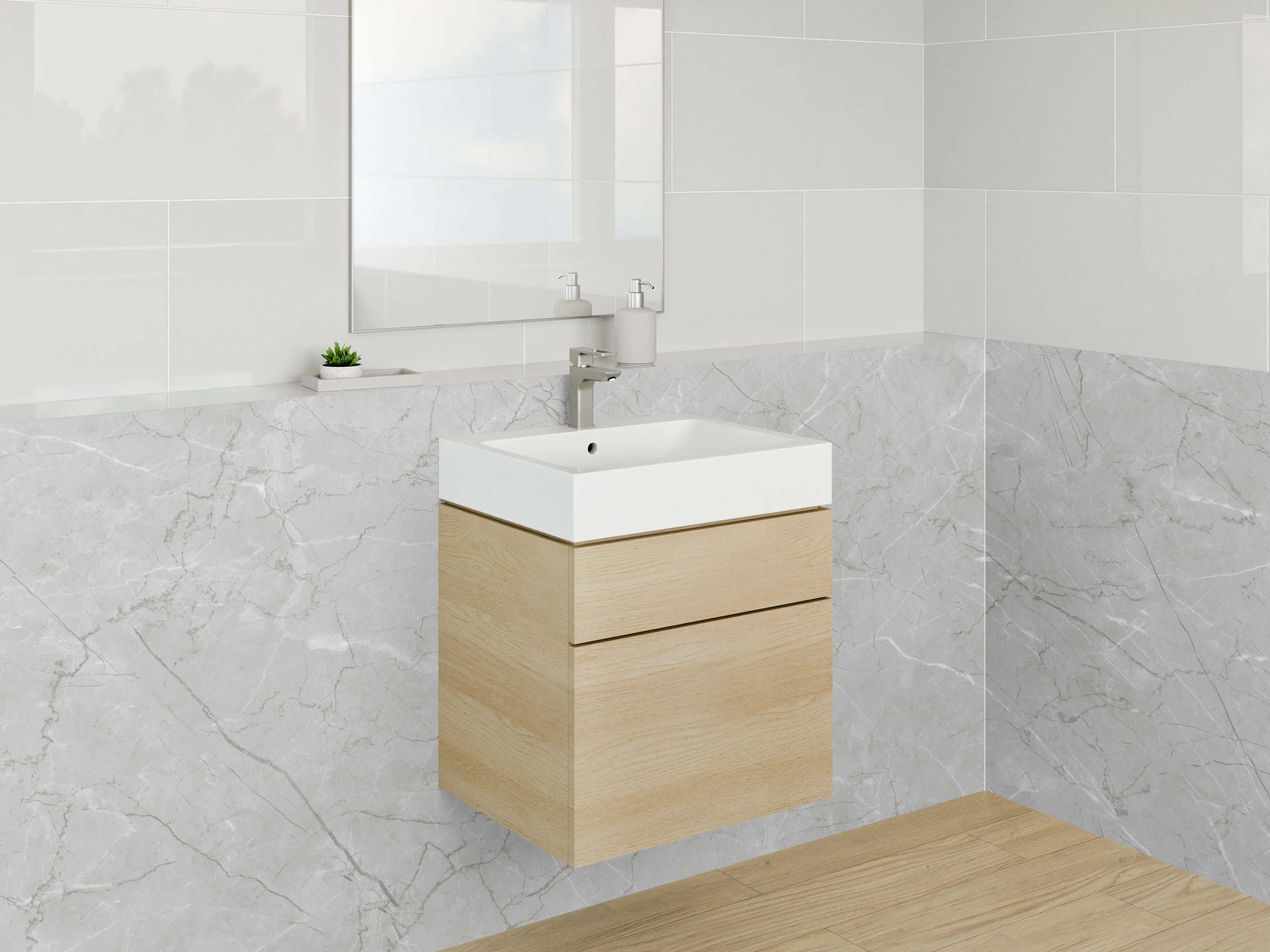 Waschbecken-Rückwand - Marmoroptik Grau Weiß Wandpaneel