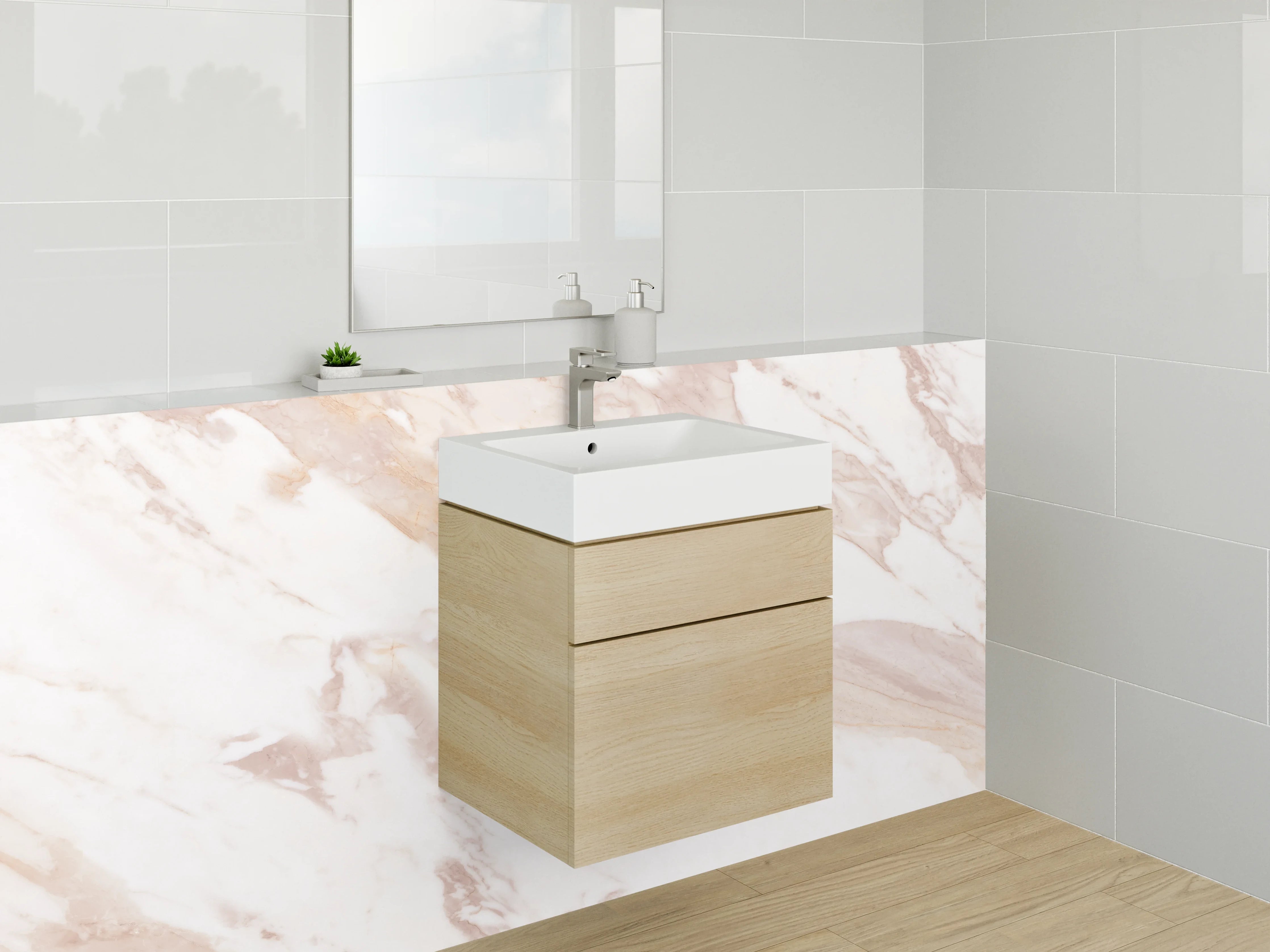 Waschbecken-Rückwand - Marmoroptik Weiß Beige Braun Fliesen