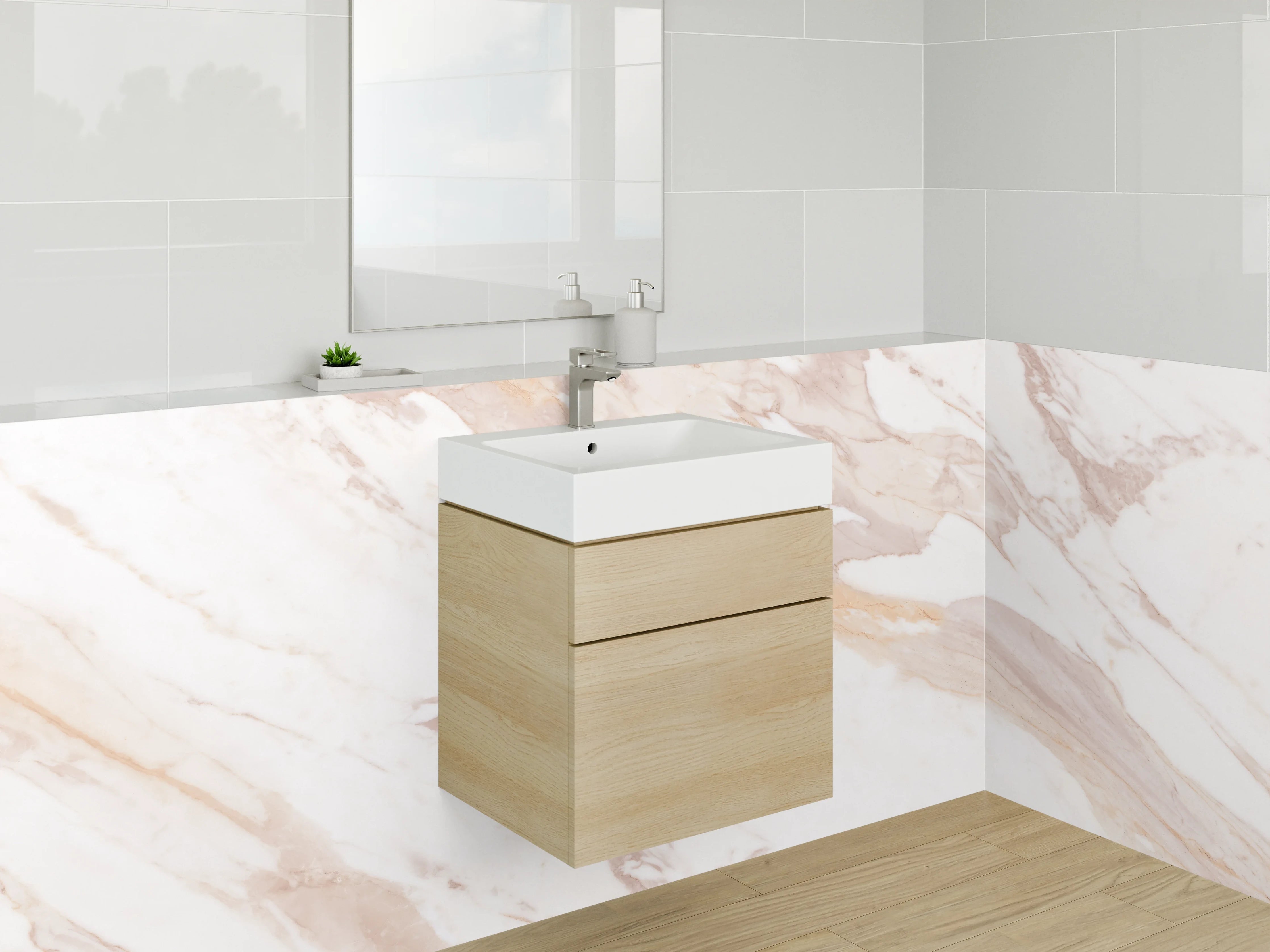 Waschbecken-Rückwand - Marmoroptik Weiß Beige Braun Fliesen