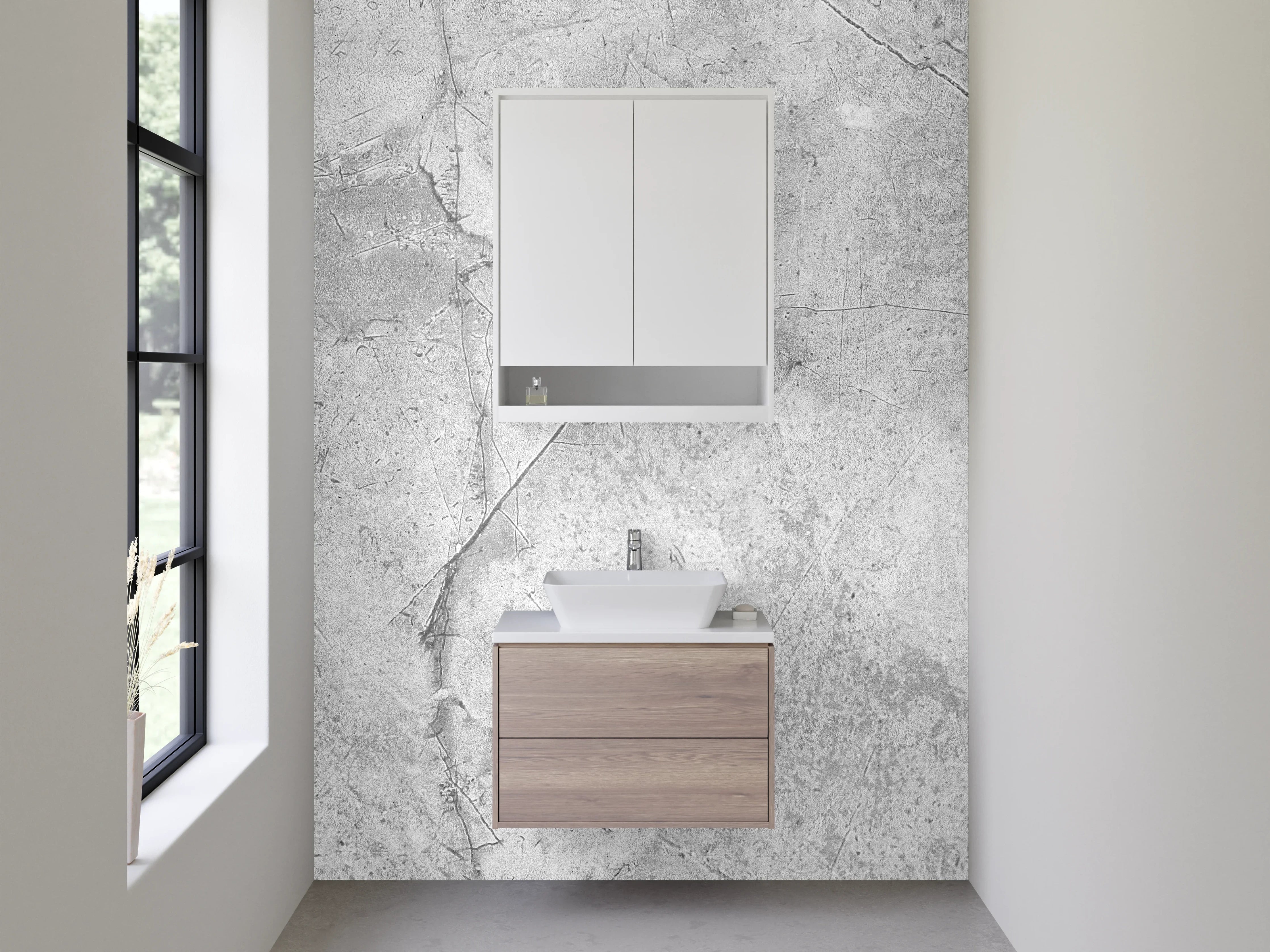 Waschbecken-Rückwand - Marmoroptik Weiß Grau für Bad und Küche