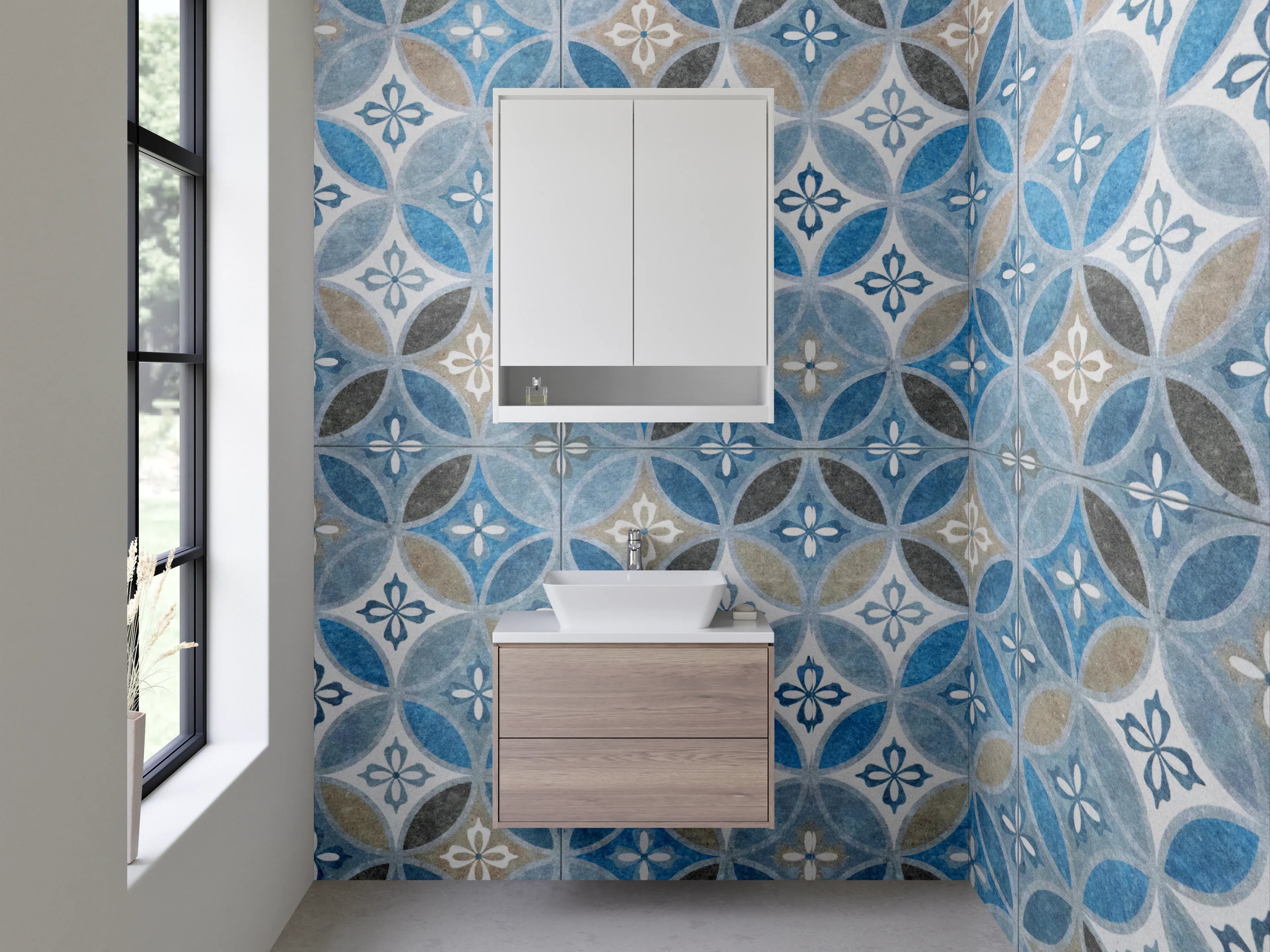 Waschbecken-Rückwand - Marokkanisches Mosaik Fliesenmuster Blau