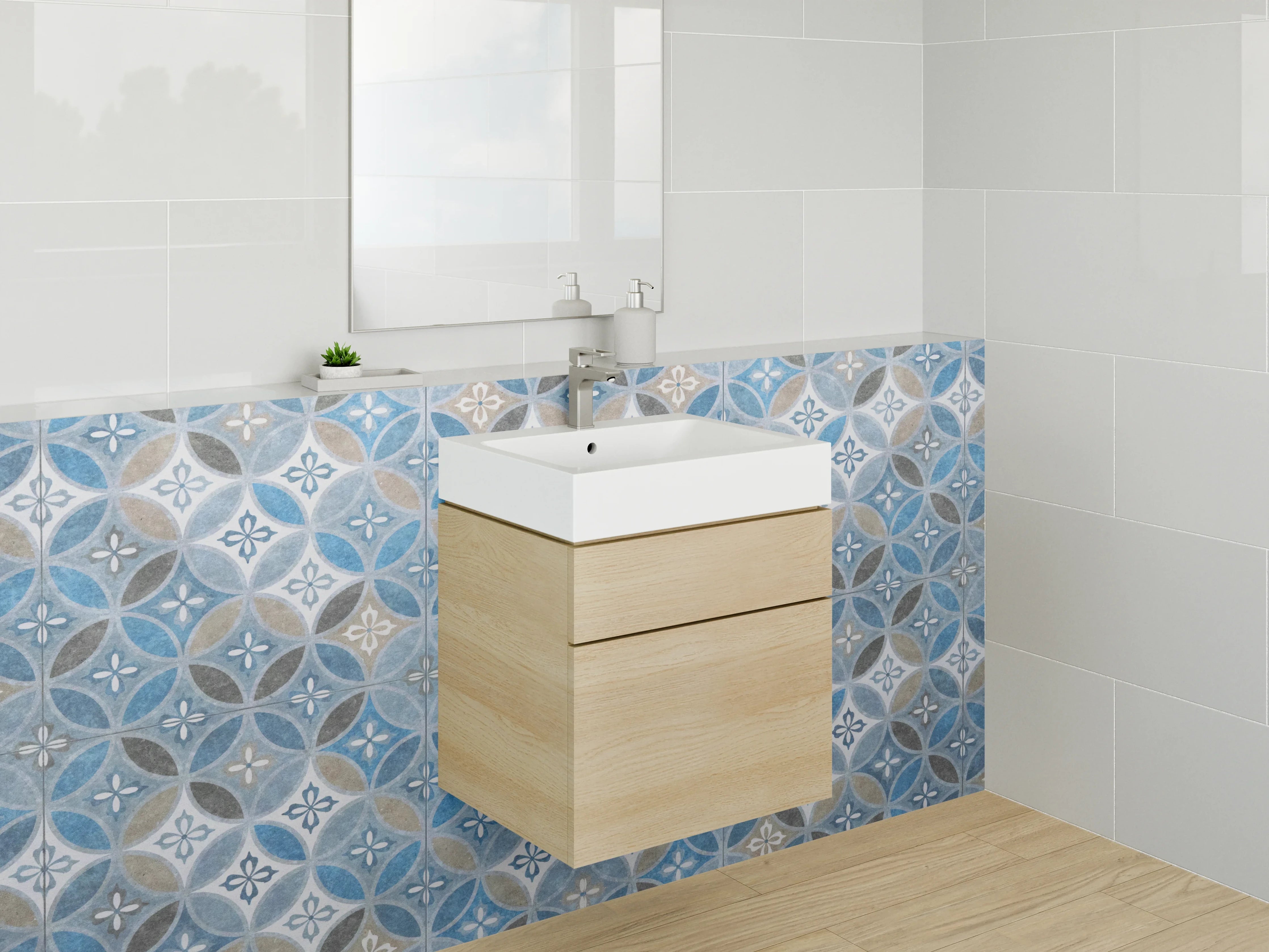 Waschbecken-Rückwand - Marokkanisches Mosaik Fliesenmuster Blau