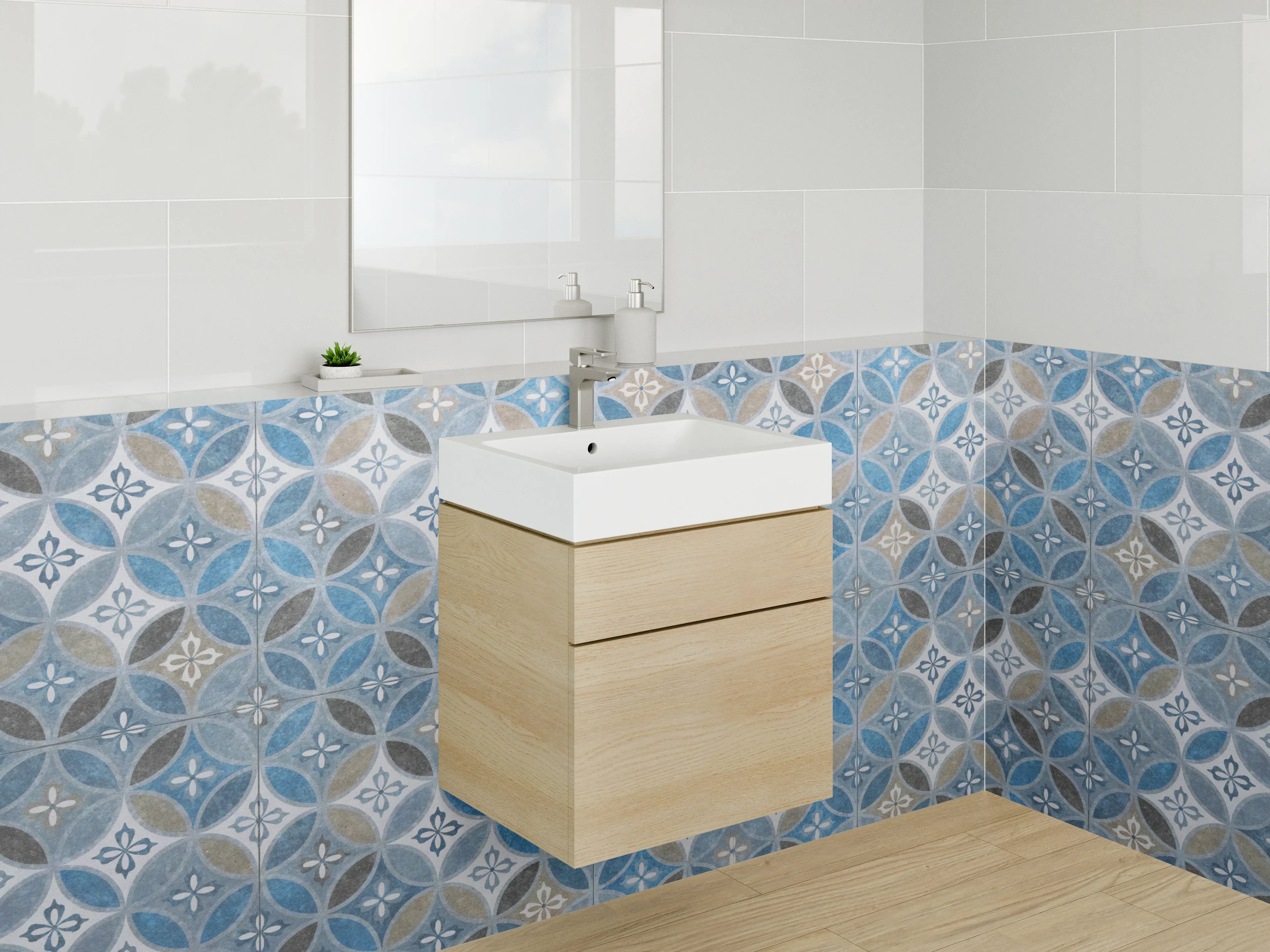 Waschbecken-Rückwand - Marokkanisches Mosaik Fliesenmuster Blau