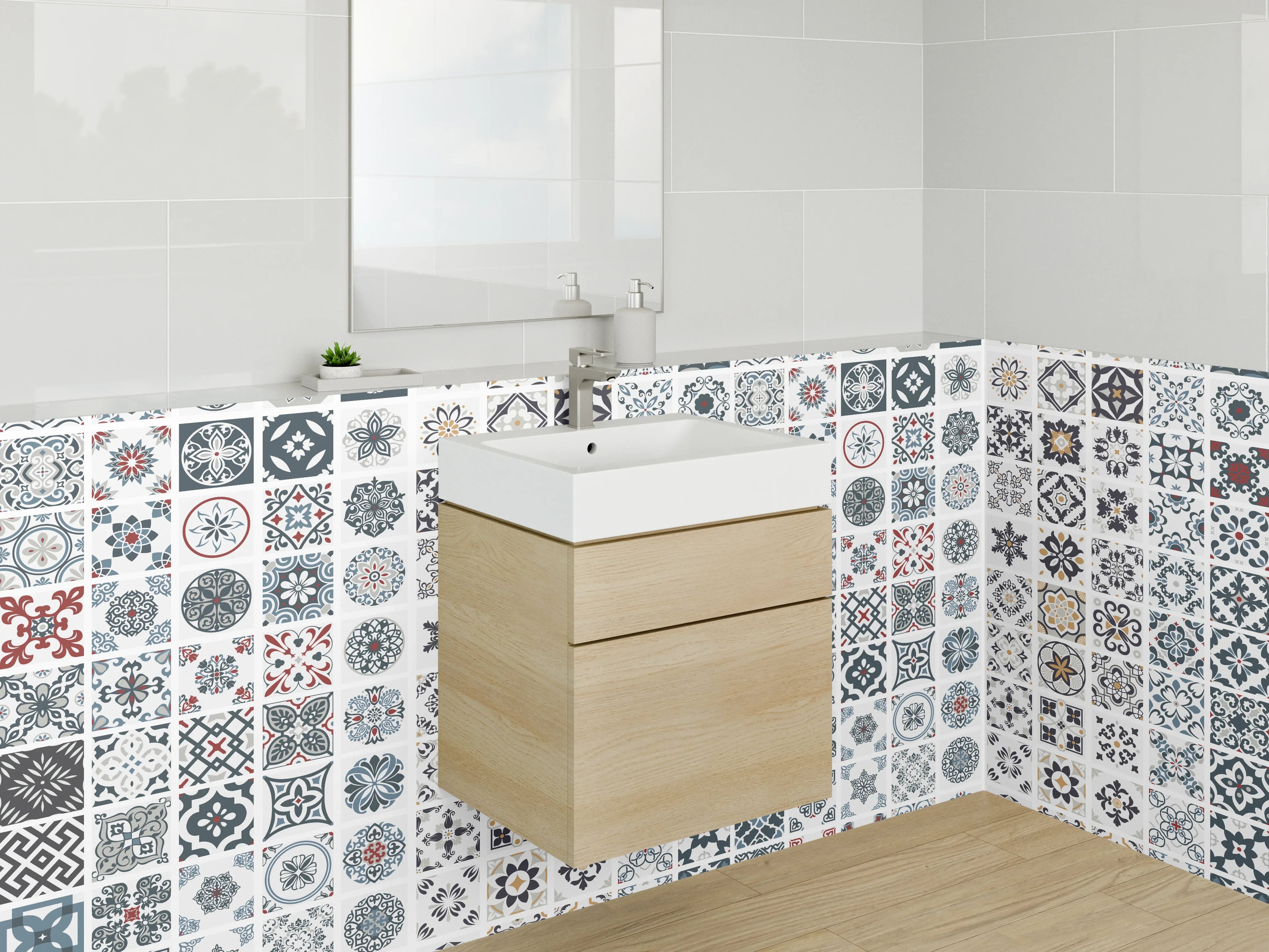 Waschbecken-Rückwand - Marokkanisches Patchwork Fliesenmuster