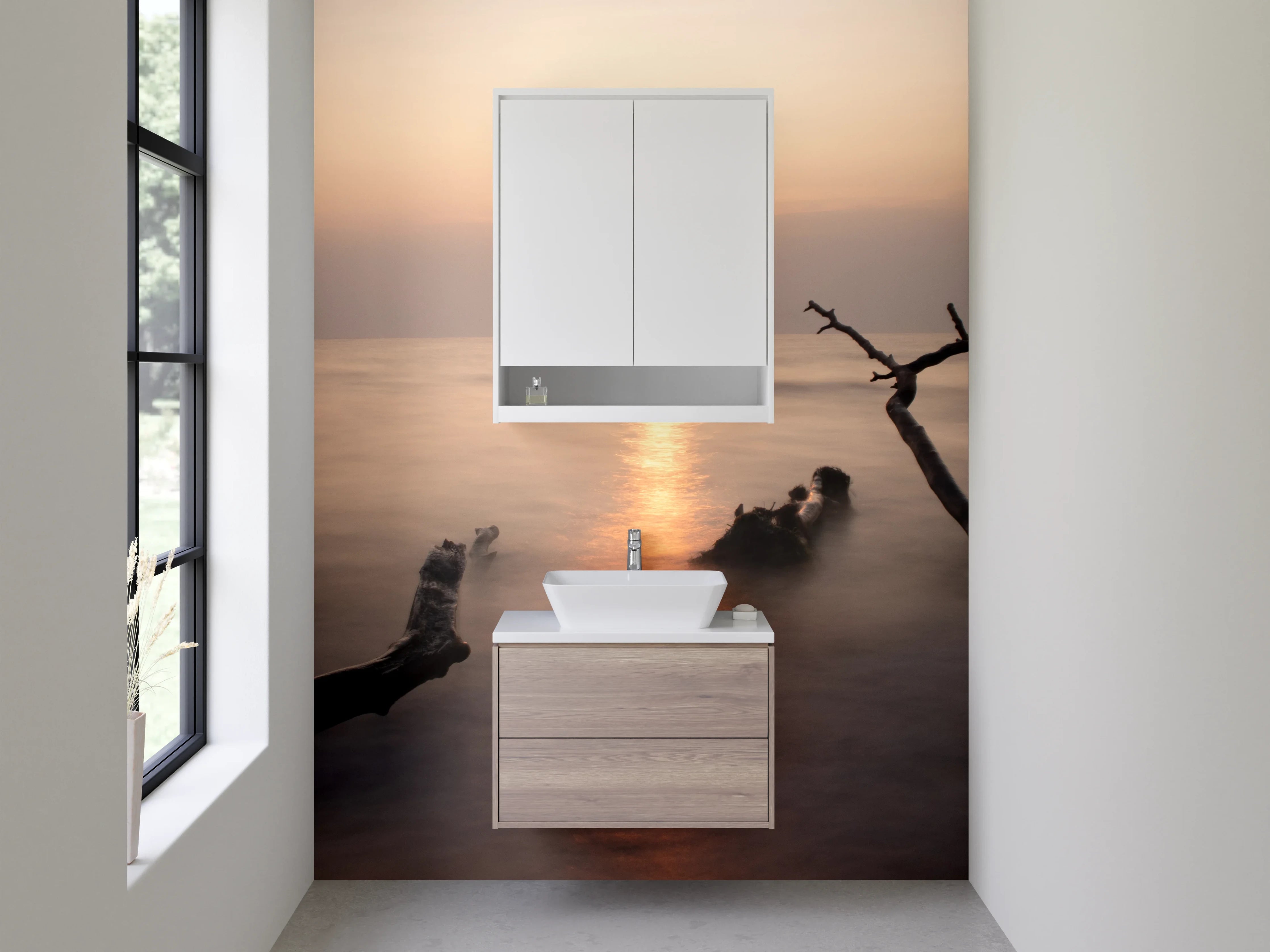Waschbecken-Rückwand - Meditativer Sonnenuntergang am Meer