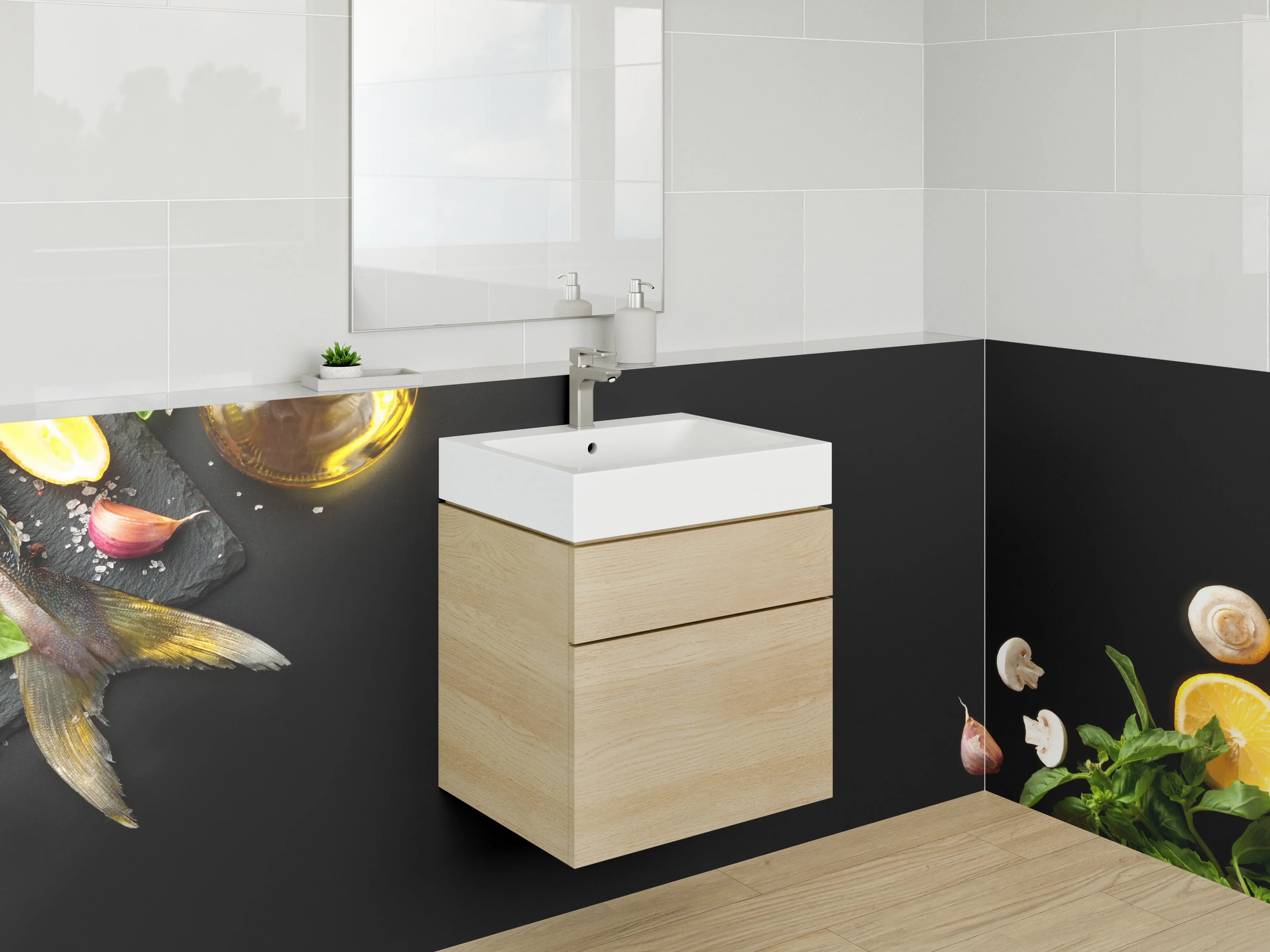 Waschbecken-Rückwand - Mediterrane Lebensmittel für Küche-Deko